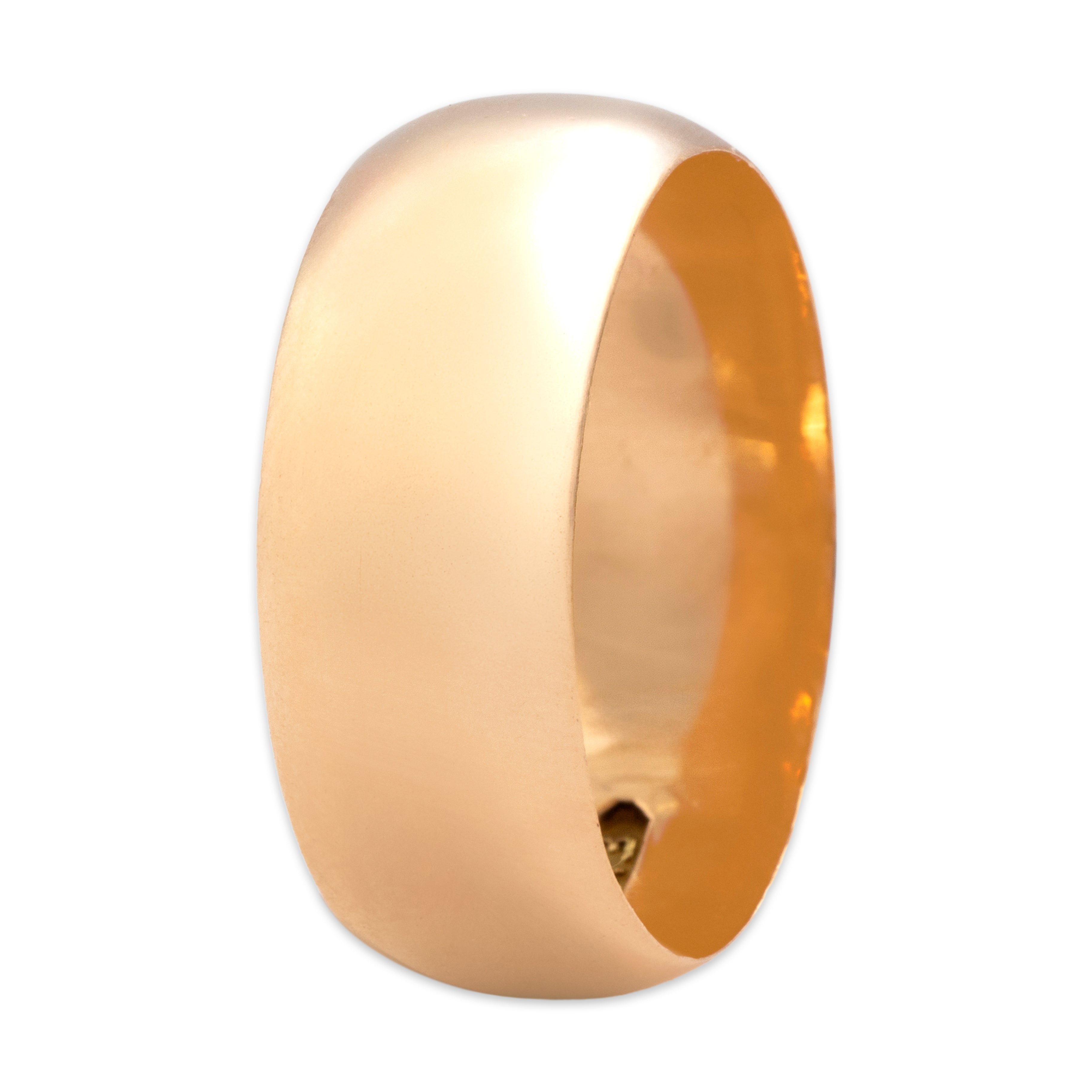 Antique 14k Rosy Yellow Gold Bold Low Dome Band Ring - detail view #1