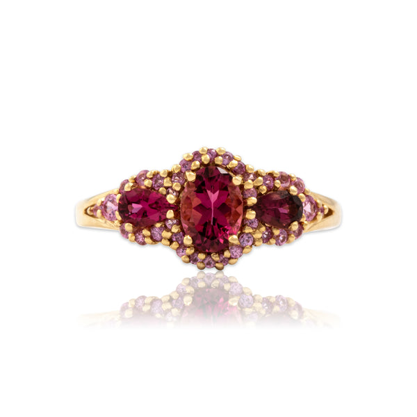 Vintage 14k Yellow Gold 1.24cttw Pink Tourmaline Pink Sapphire Bright Ring 10.00