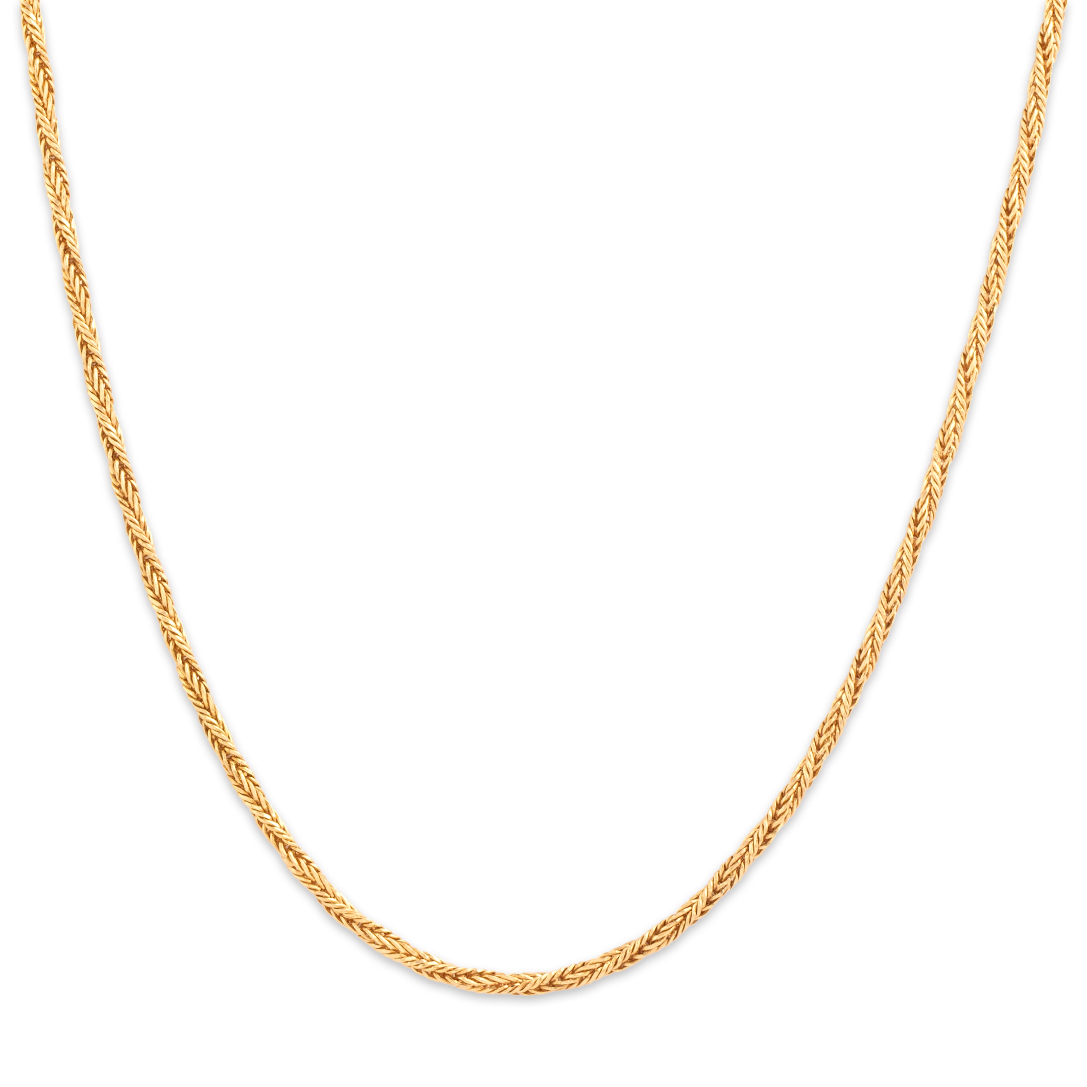 Vintage 14k Yellow Gold Sleek Rope Chain Link Necklace - Close-up view