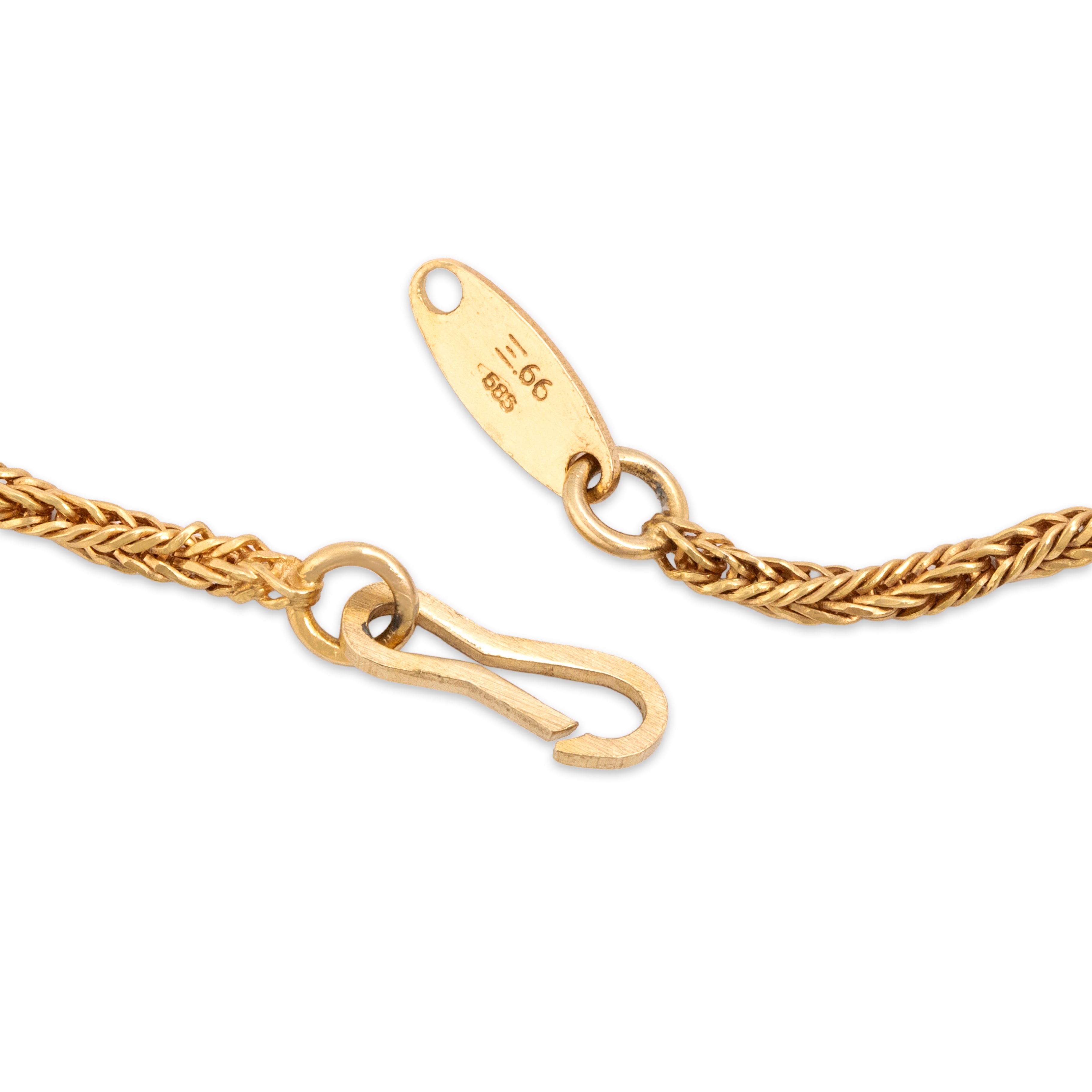 Vintage 14k Yellow Gold Sleek Rope Chain Link Necklace - clasp view