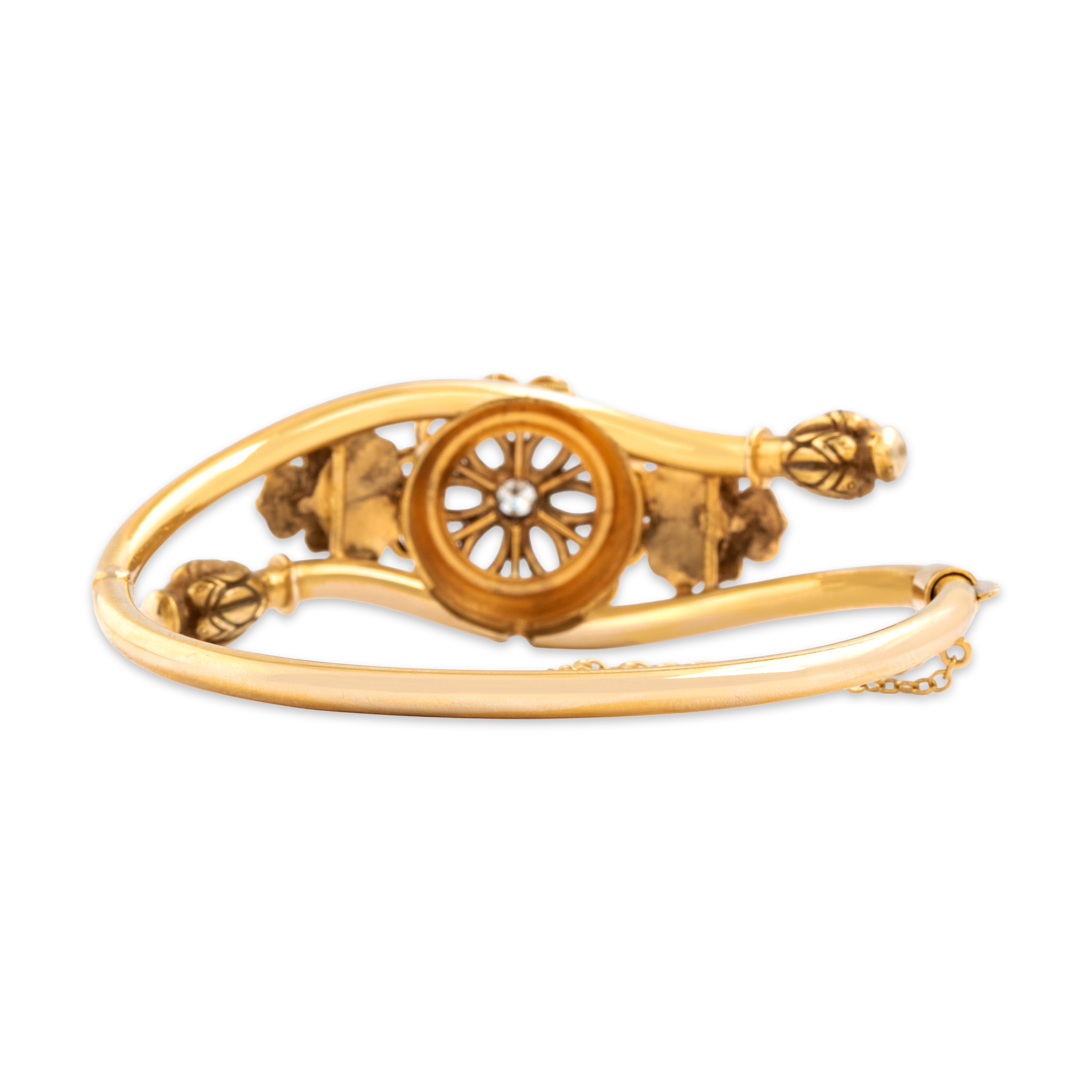 Vintage 14k Yellow Gold Diamond Floral Bracelet - Back view