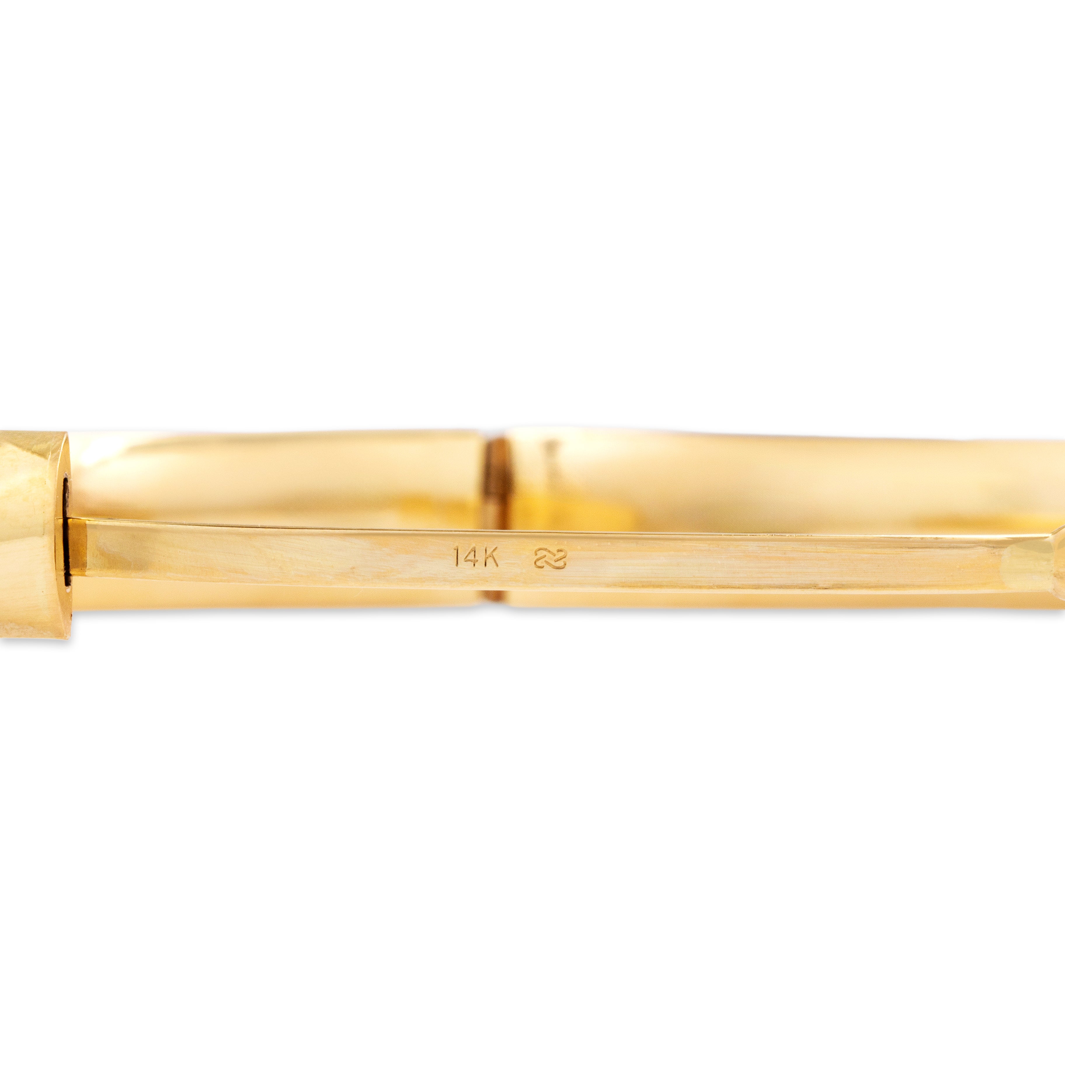 Vintage 14k Yellow Gold Etched Geometric Pattern Bracelet - Hallmark view