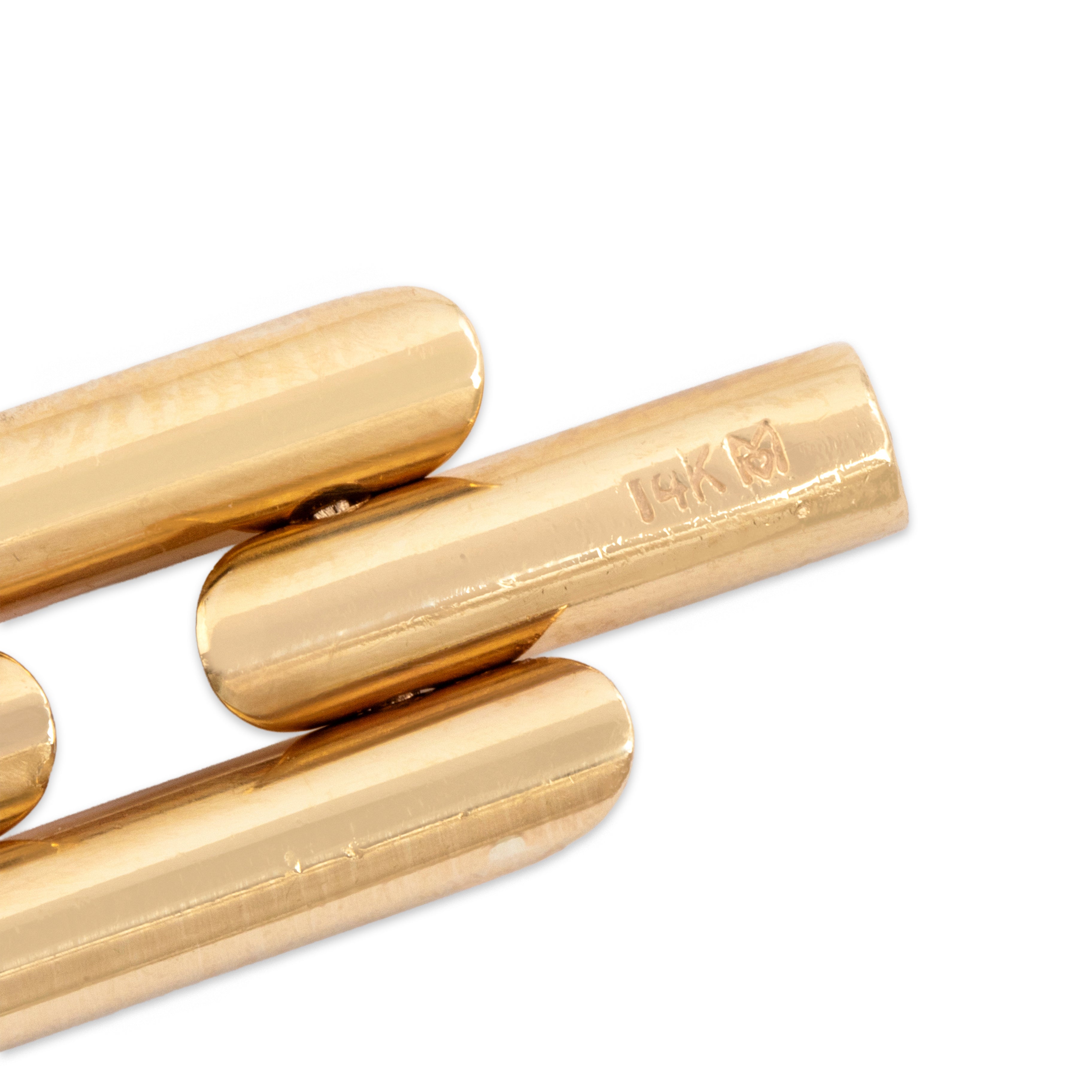 Vintage 14k Yellow Gold Sculptural Tubular Link Bracelet - Hallmark view