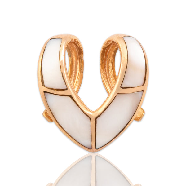 Vintage 14k Rose Gold Mother of Pearl V-Shaped Inlay Pendant