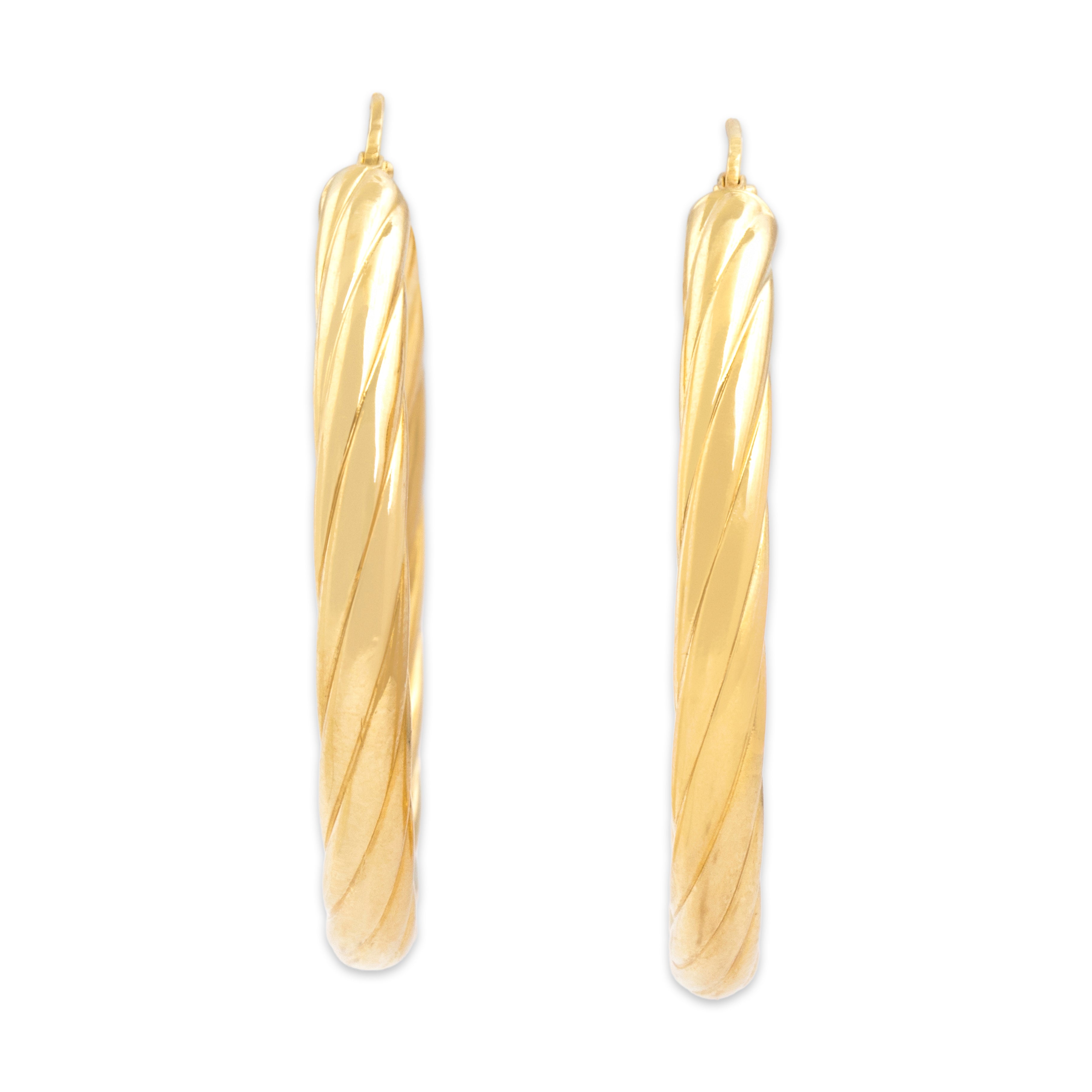 Vintage 14k Yellow Gold Twisted Rope Hoop Earrings - Overall view