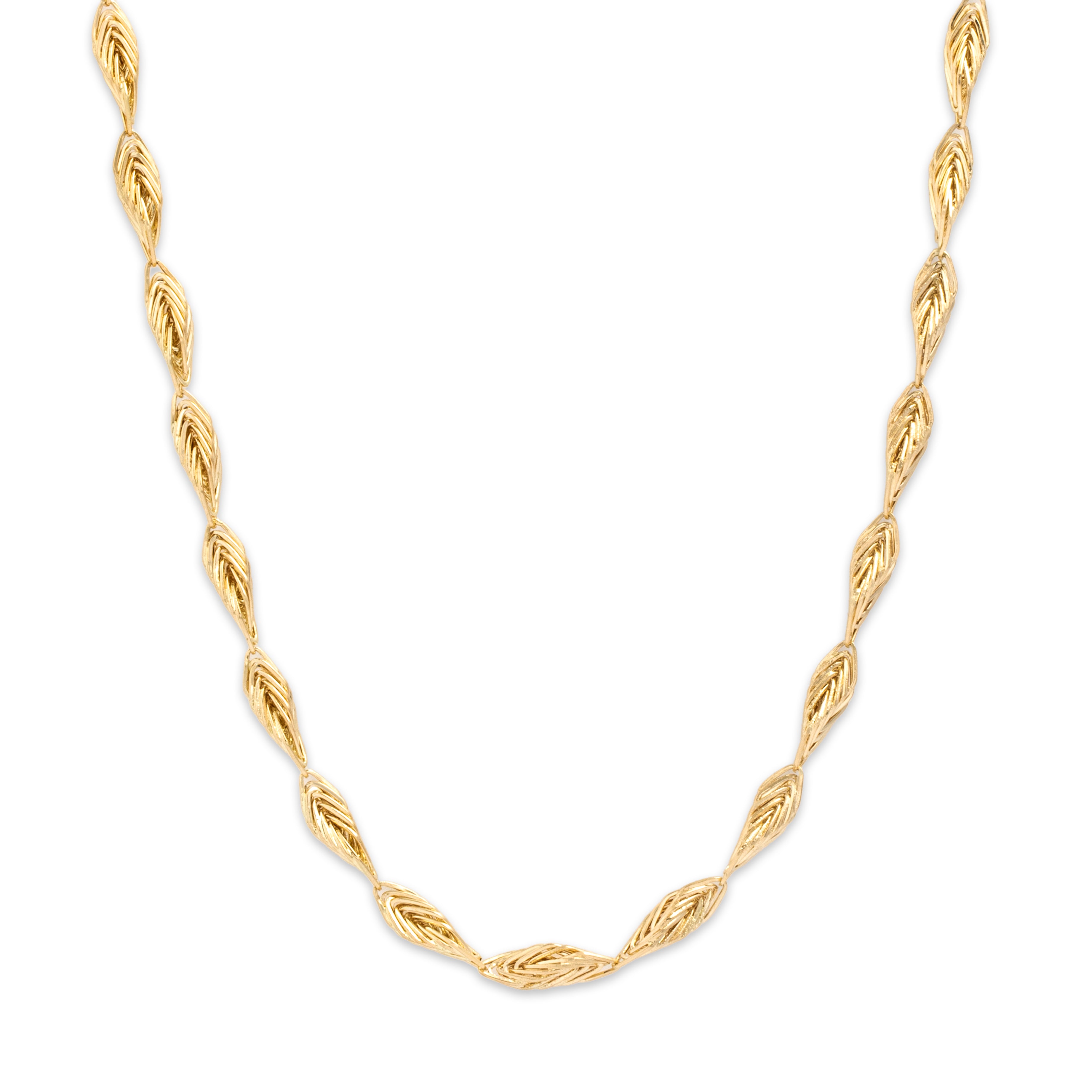 14k Yellow Gold Lightweight Interwoven Botanical Link Necklace - detail view #1