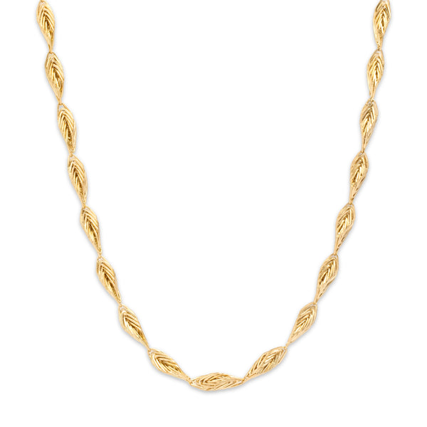 Vintage 14k Yellow Gold Lightweight Interwoven Botanical Link Necklace 24