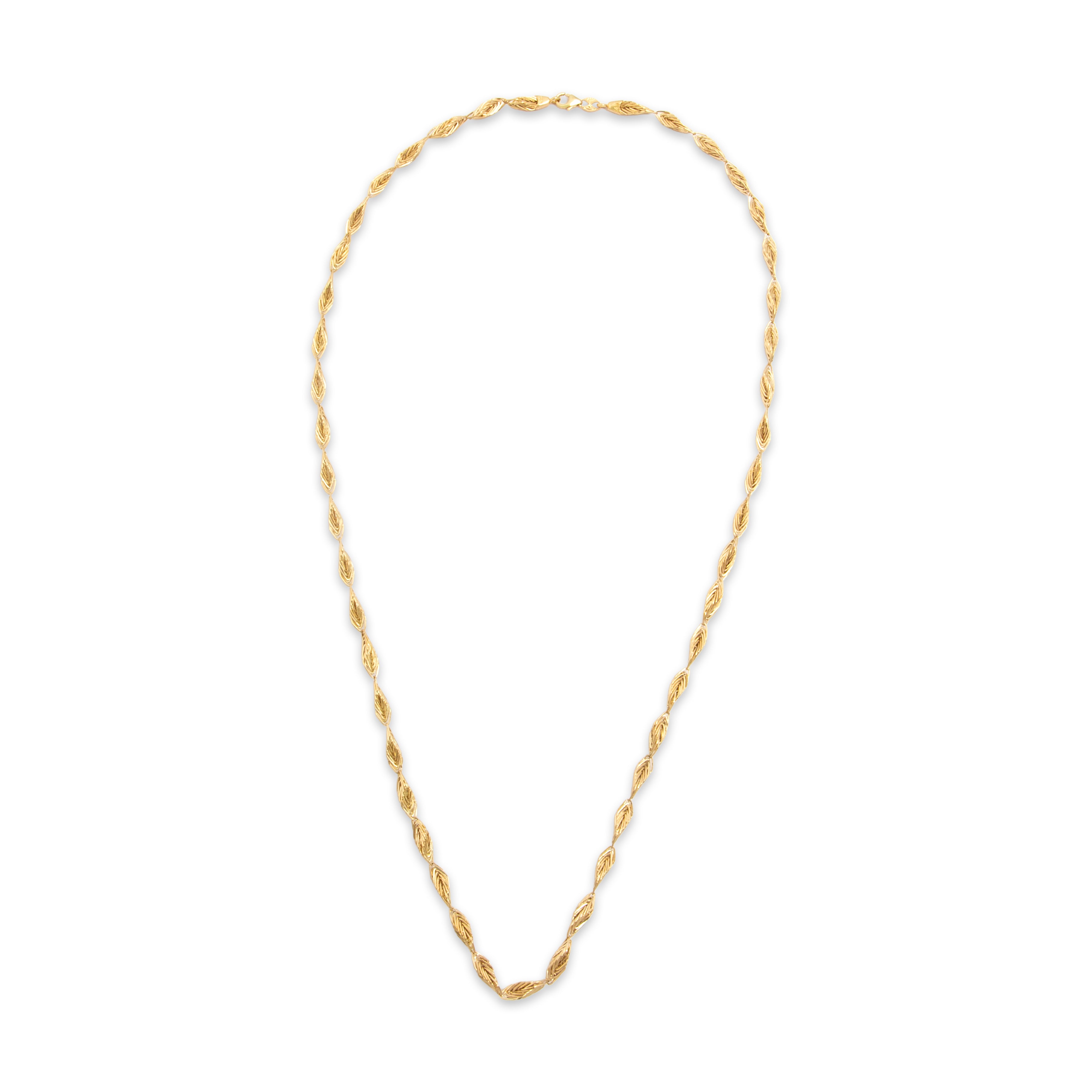 14k Yellow Gold Lightweight Interwoven Botanical Link Necklace - Overall view