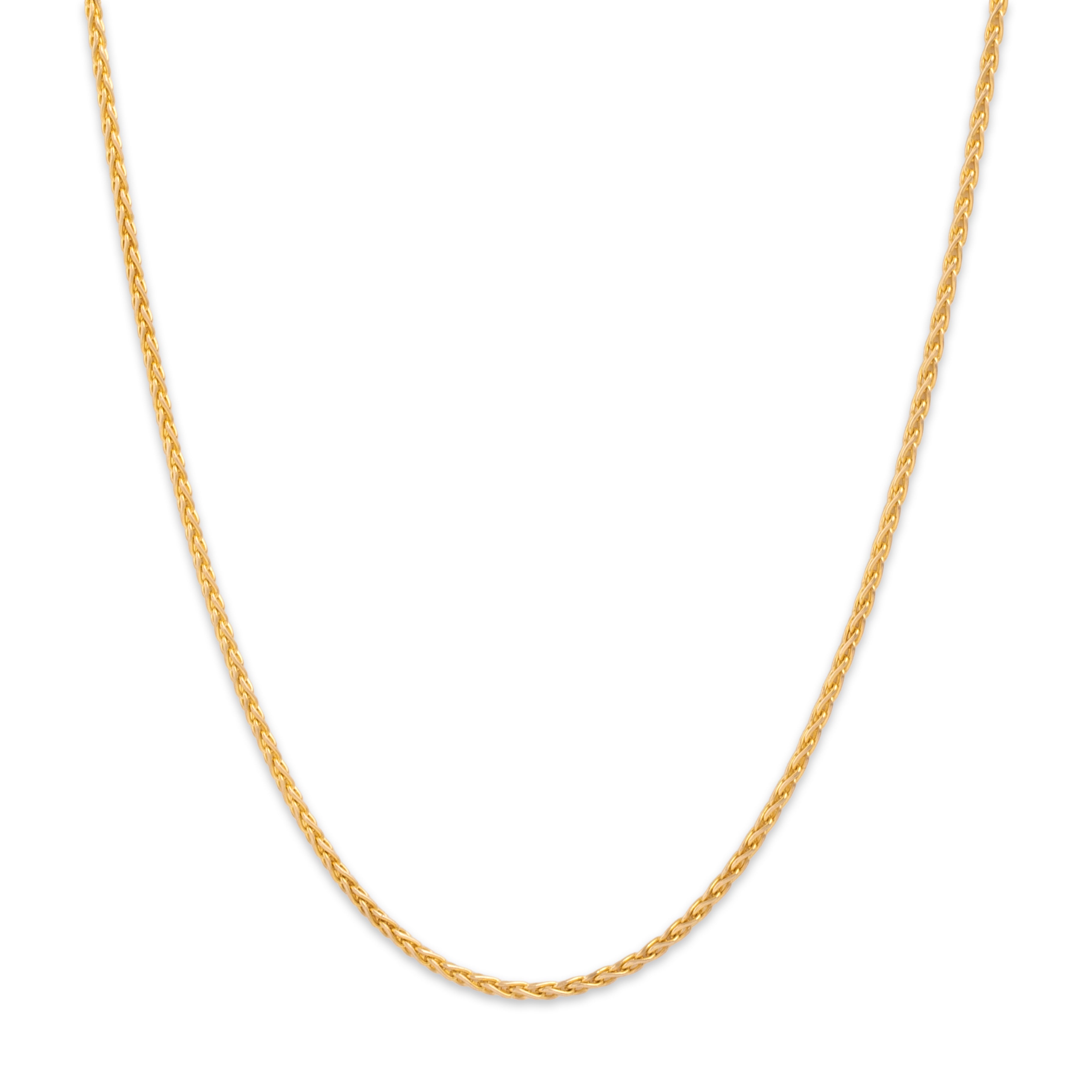 Vintage Italian 14k Yellow Gold Elegant Spiga Chain Necklace - Close-up view