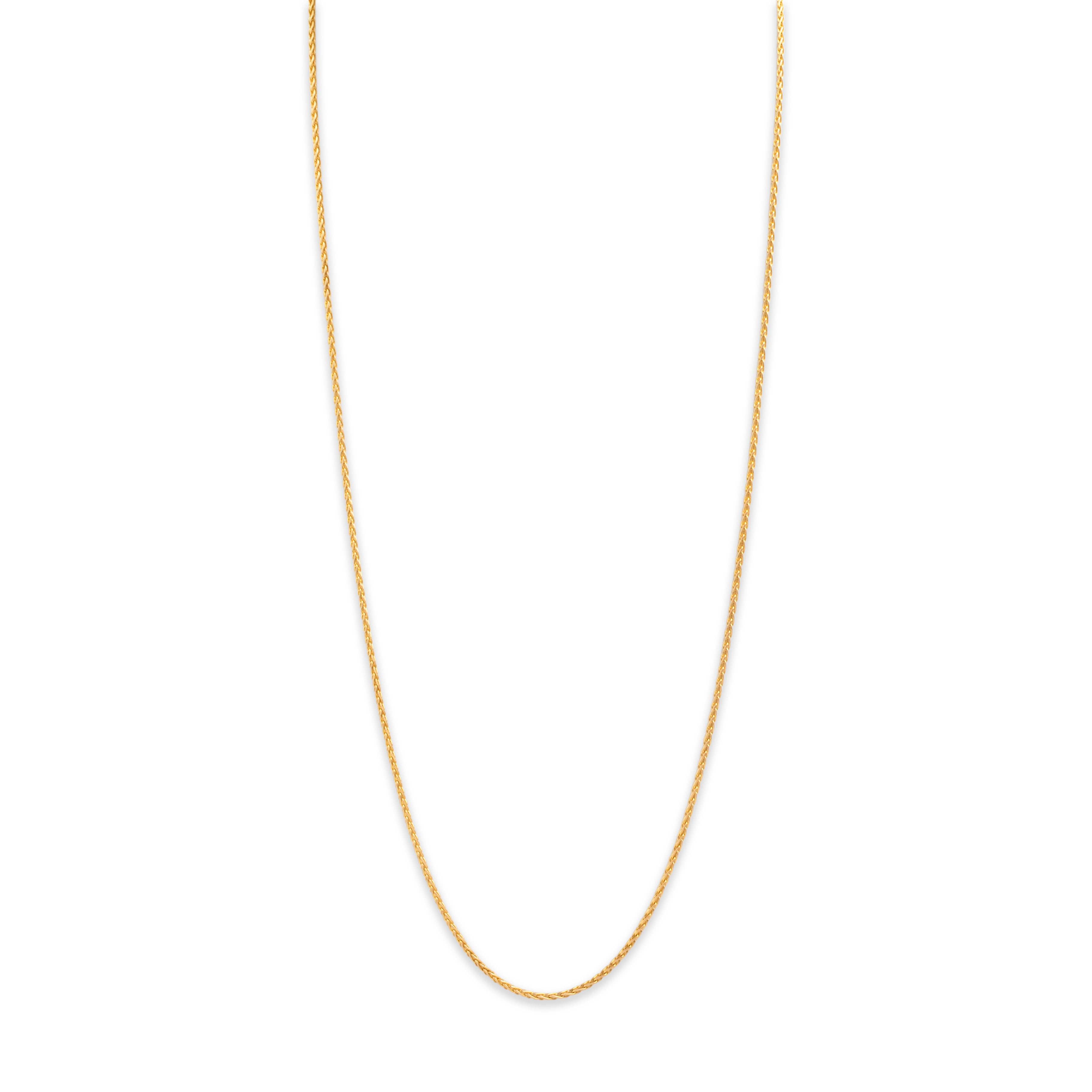 Vintage Italian 14k Yellow Gold Elegant Spiga Chain Necklace - detail view #1