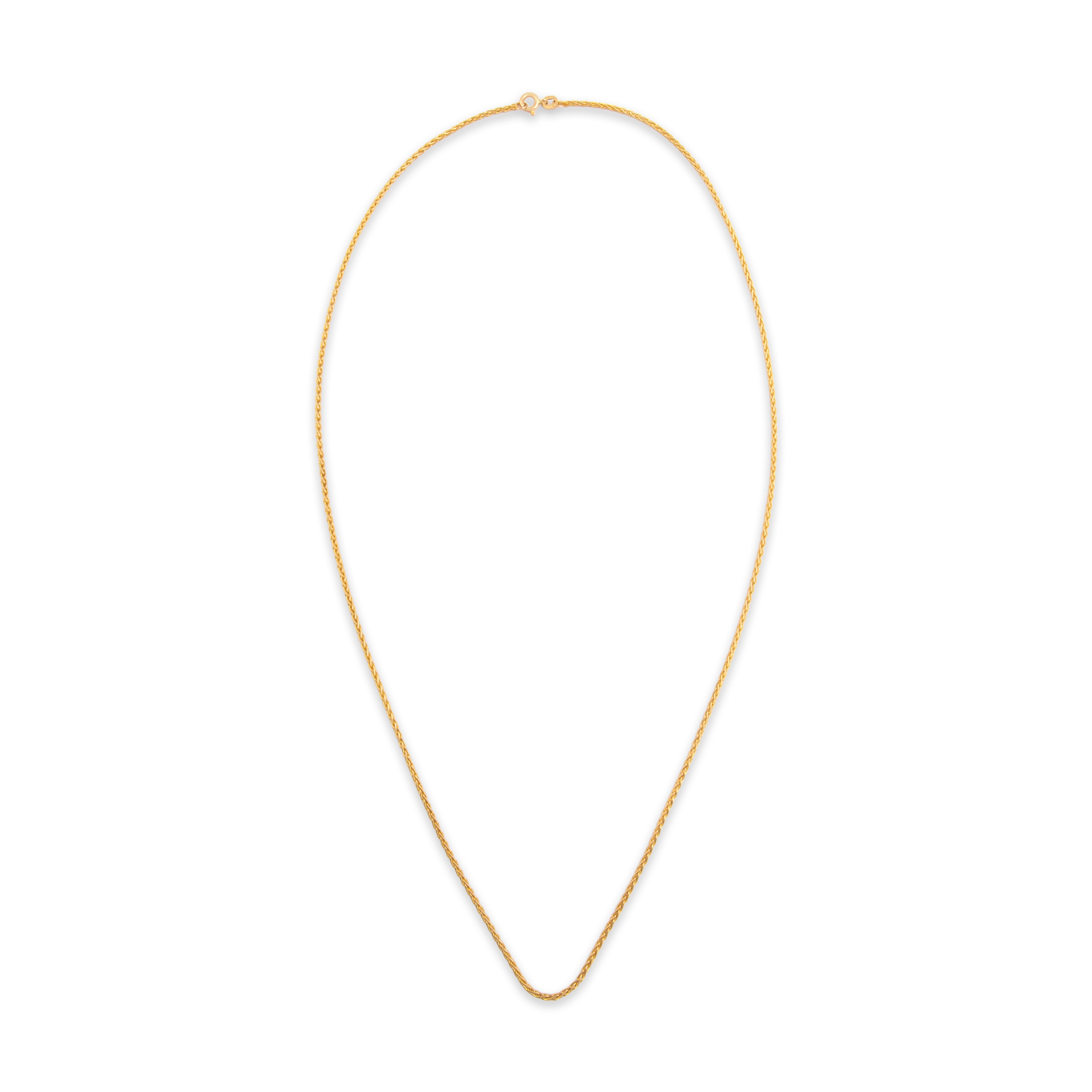 Vintage Italian 14k Yellow Gold Elegant Spiga Chain Necklace - Overall view