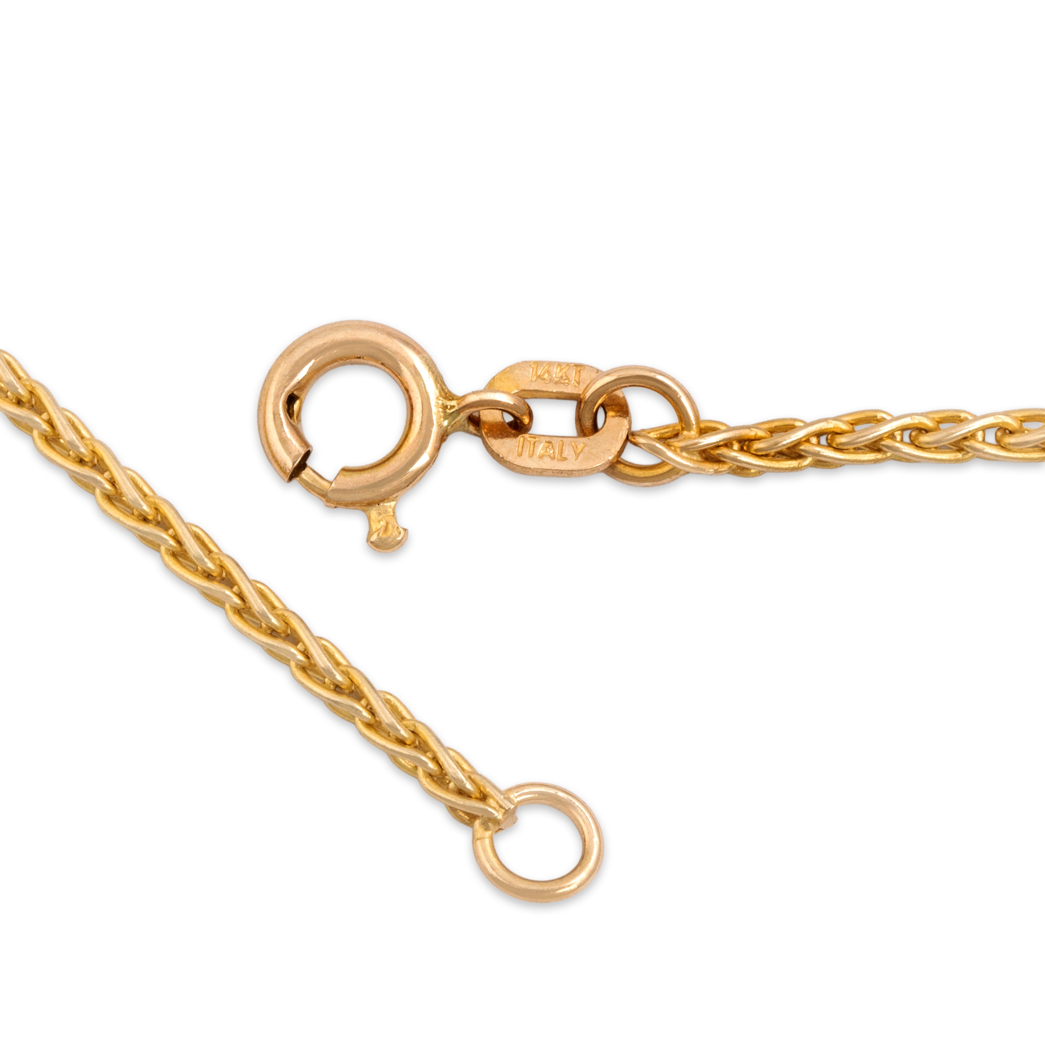 Vintage Italian 14k Yellow Gold Elegant Spiga Chain Necklace - clasp view