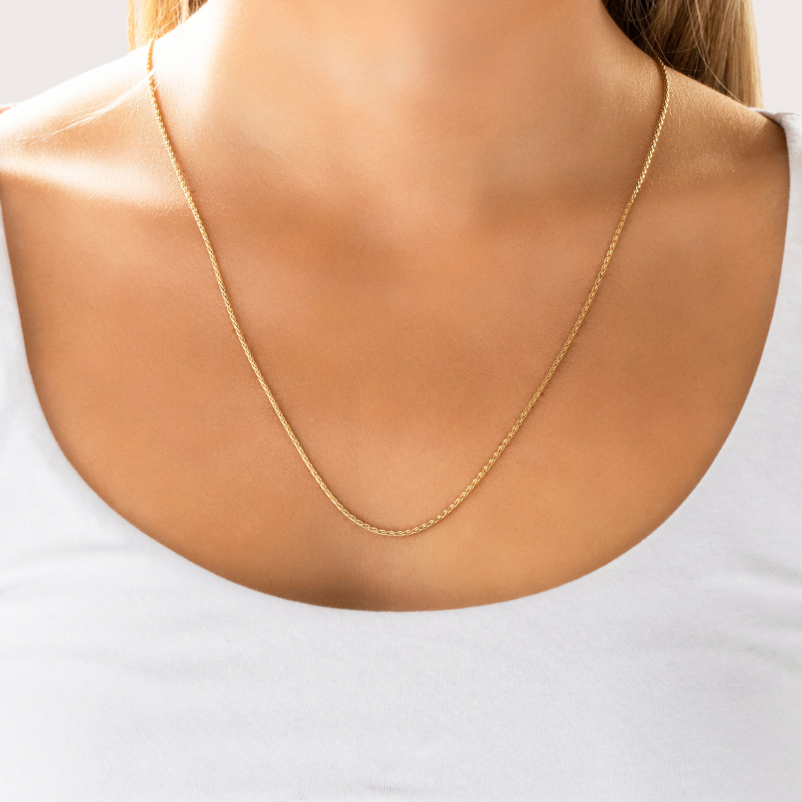 Vintage 14k Yellow Gold Sleek Long 1.5mm Wheat Chain 30