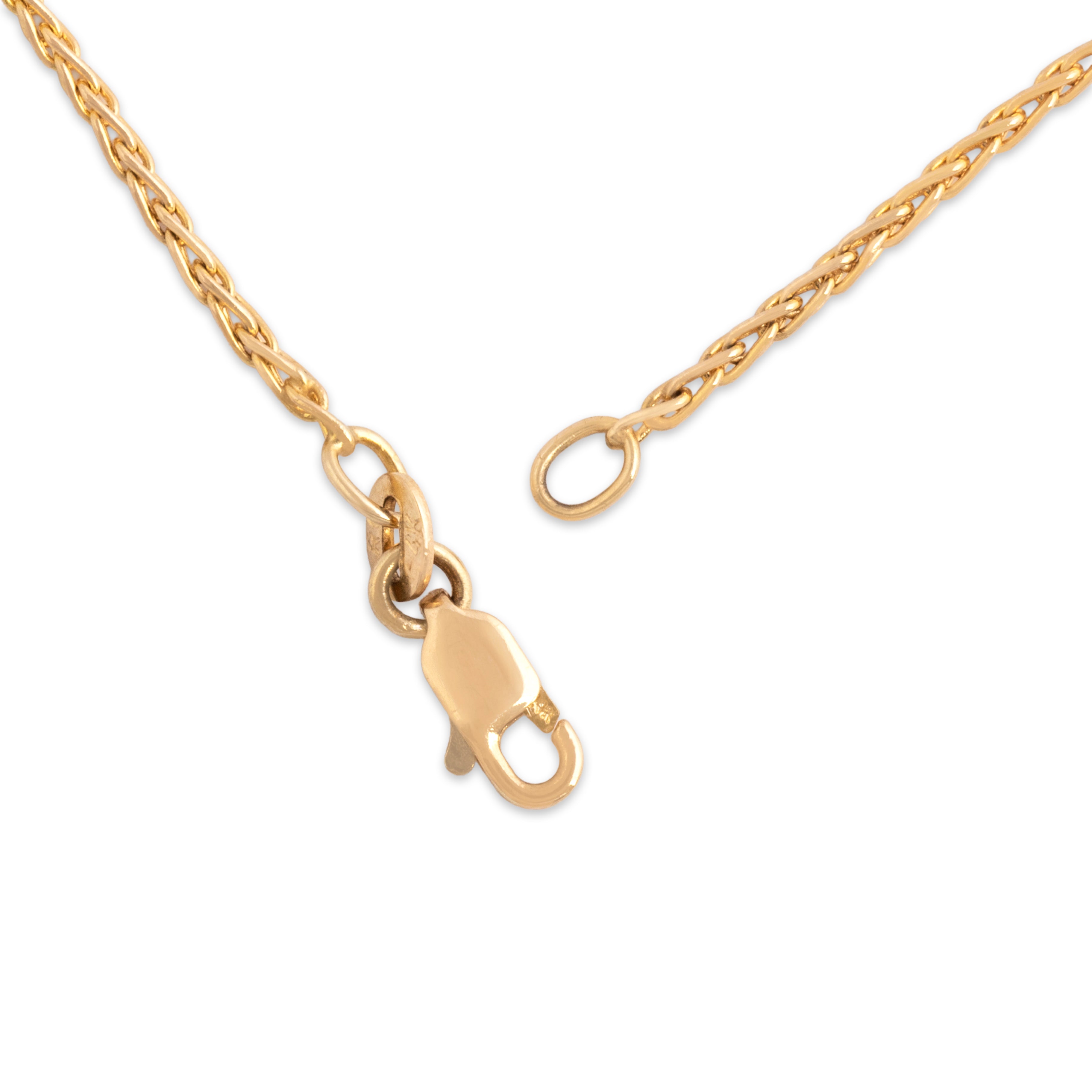 Vintage 14k Yellow Gold Stunning Wheat Chain Link Necklace - clasp view