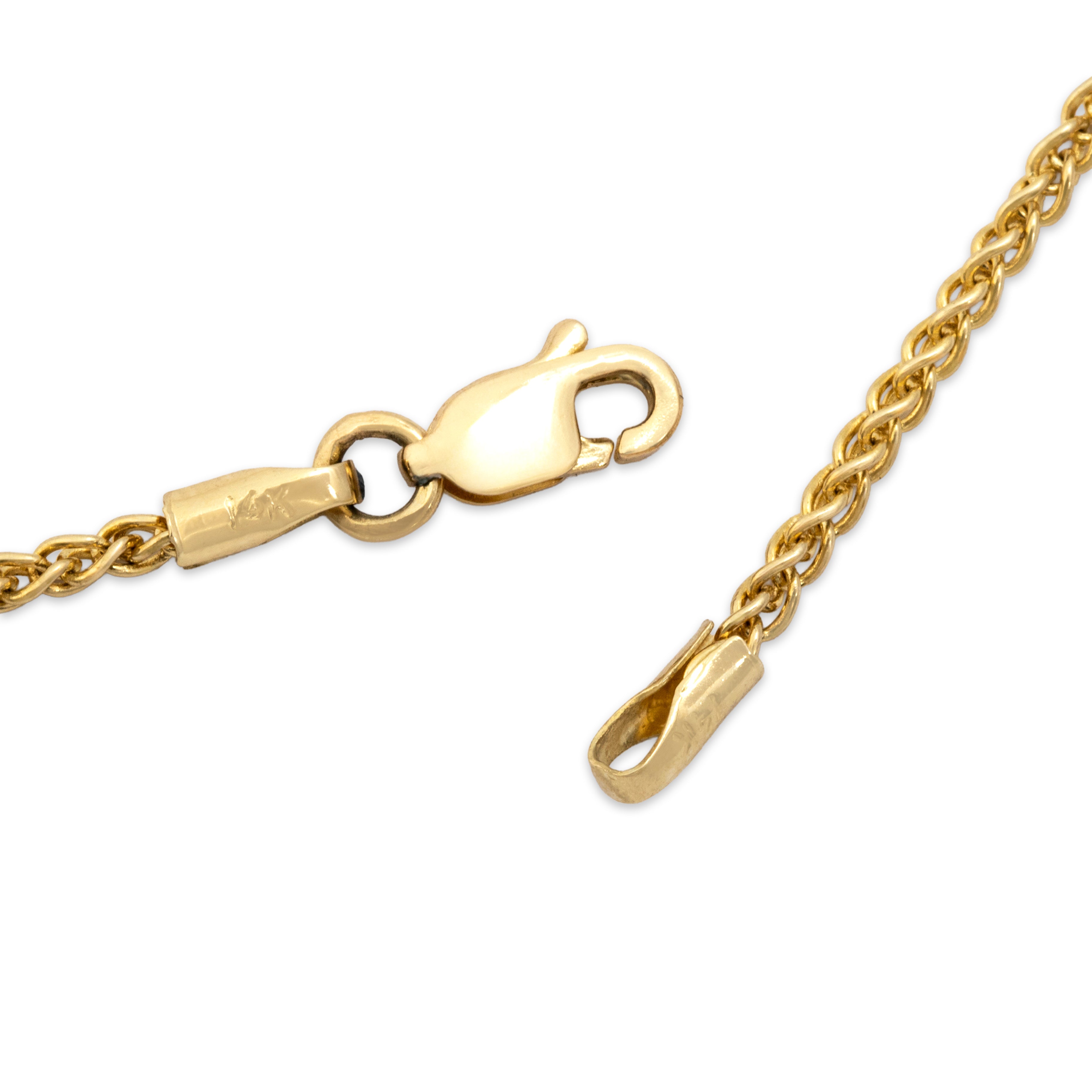 Vintage 14k Yellow Gold Everyday Wheat Chain Necklace - clasp view