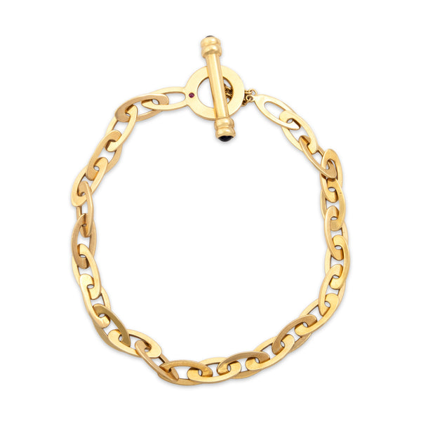 Vintage Roberto Coin Italian 18k Yellow Gold Blue Sapphire Oval Link Bracelet 7