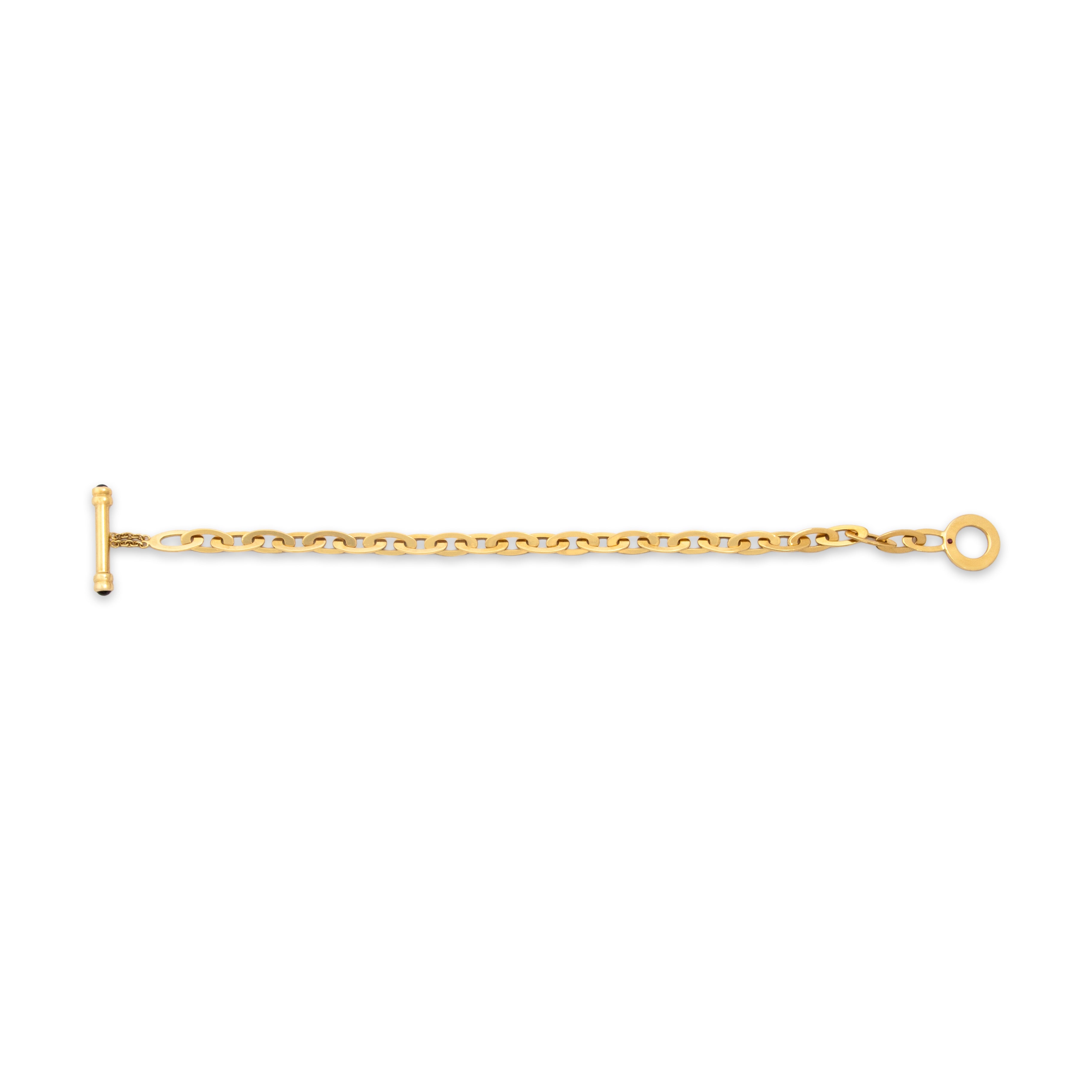 Vintage Roberto Coin Italian 18k Yellow Gold Blue Sapphire Oval Link Cabochon Clasp Bracelet - Overall view