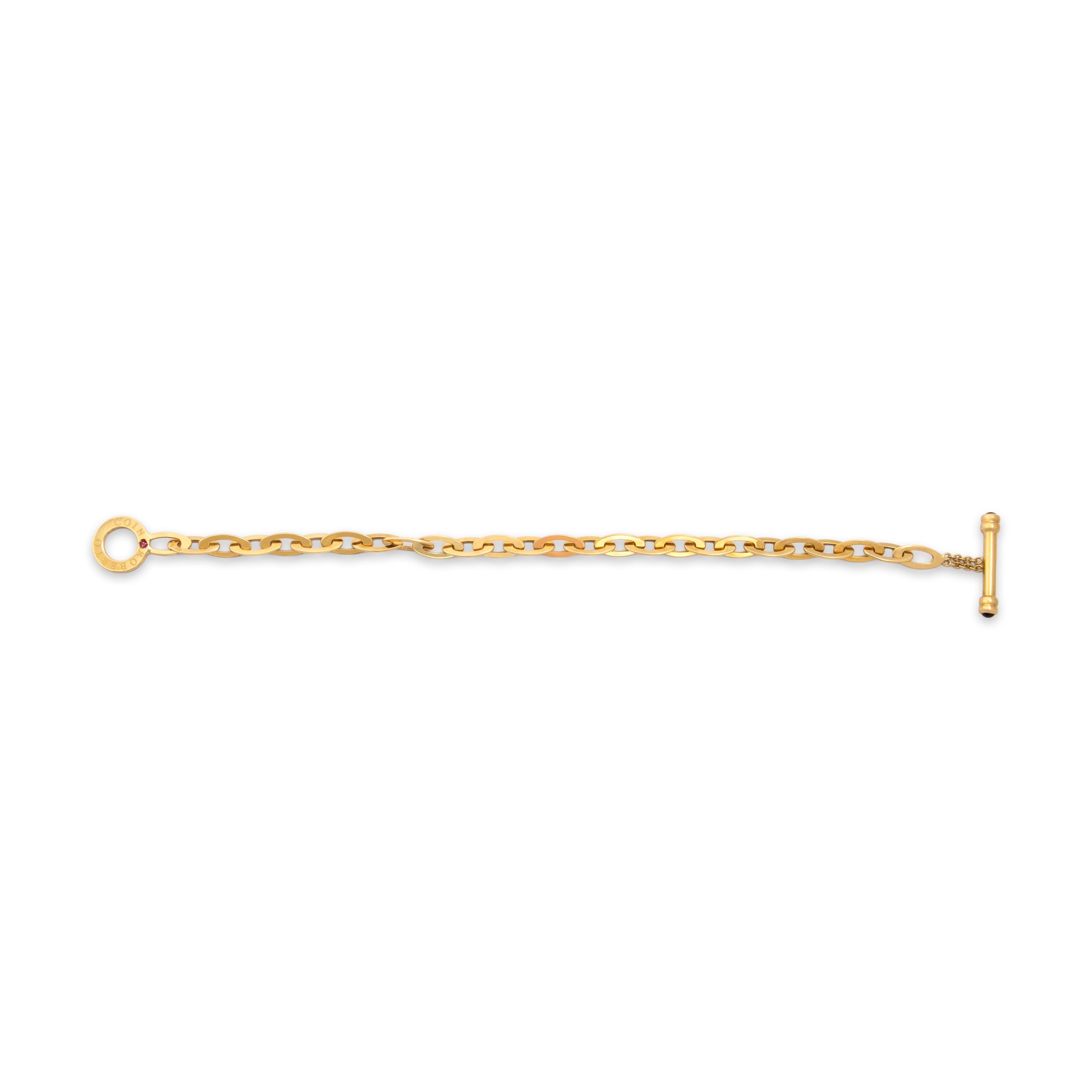 Vintage Roberto Coin Italian 18k Yellow Gold Blue Sapphire Oval Link Cabochon Clasp Bracelet - Back view