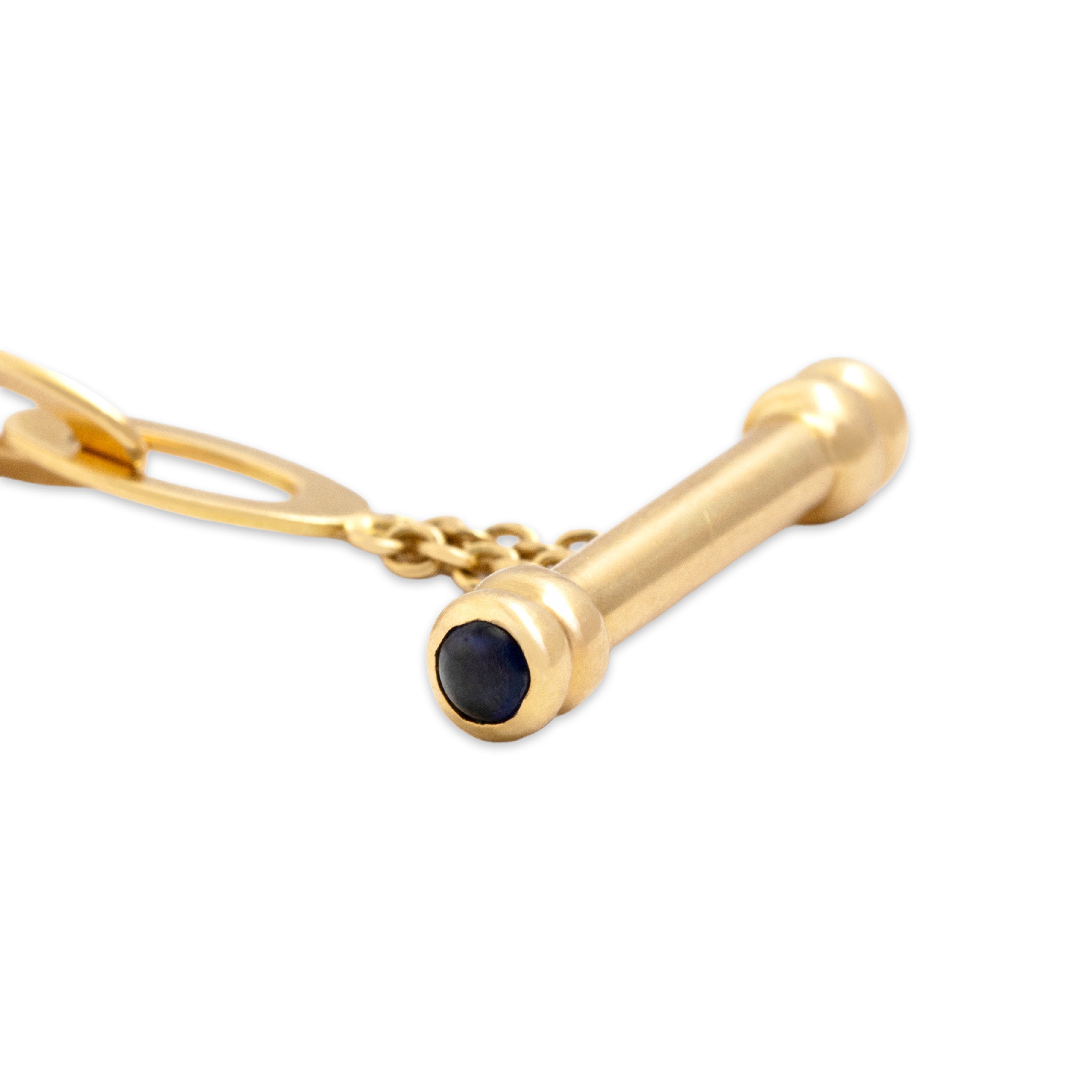 Vintage Roberto Coin Italian 18k Yellow Gold Blue Sapphire Oval Link Cabochon Clasp Bracelet - detail view #1