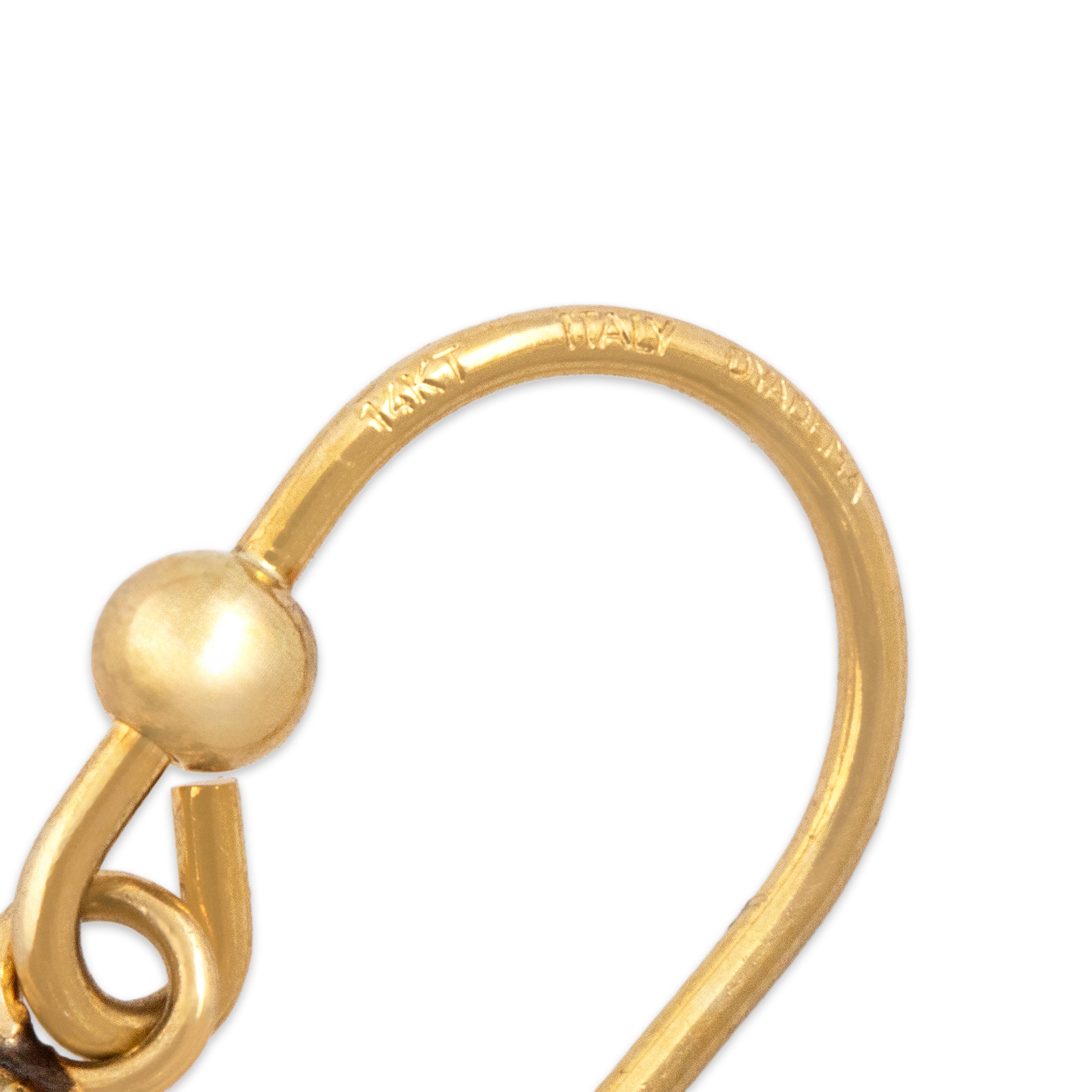 Vintage Italian 14k Yellow Gold Pearl Textured Infinity Drop Dangle Earrings - Hallmark view