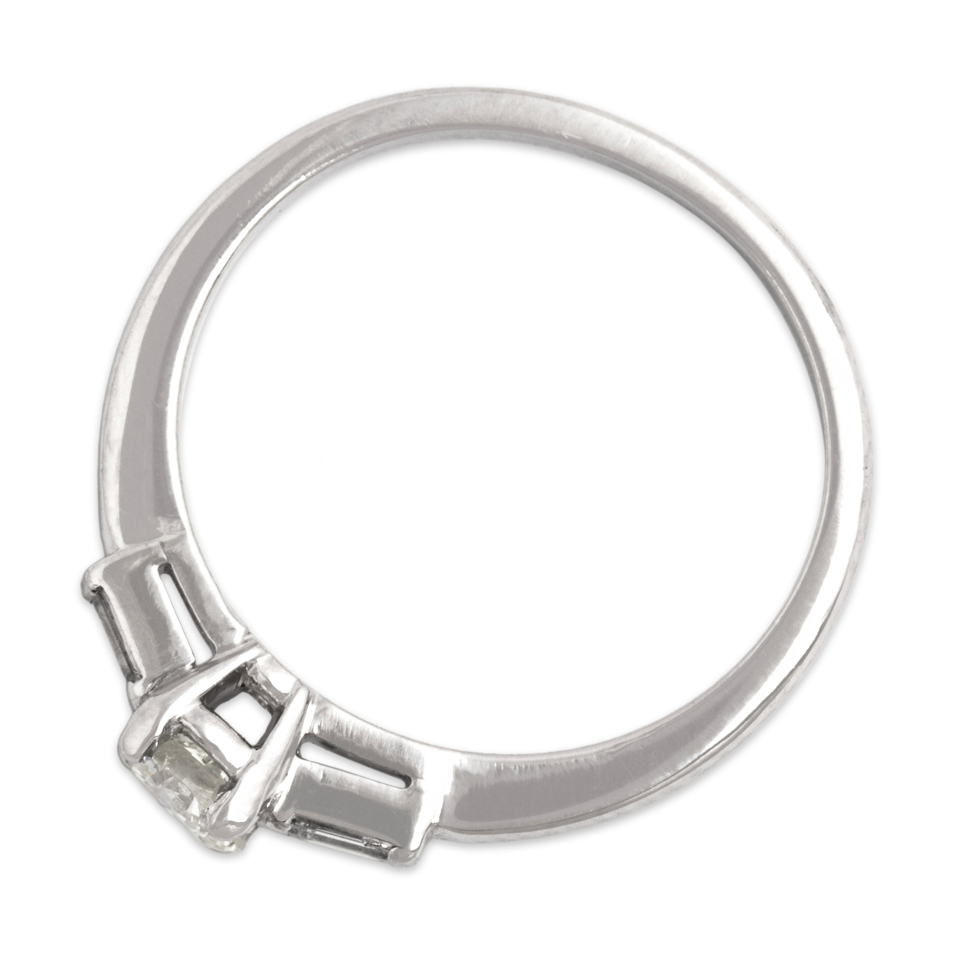 Vintage Delicate Platinum Diamond Baguette Ring - Overall view
