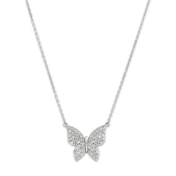 Estate 14k White Gold .68cttw Diamond Shimmering Butterfly Necklace 17