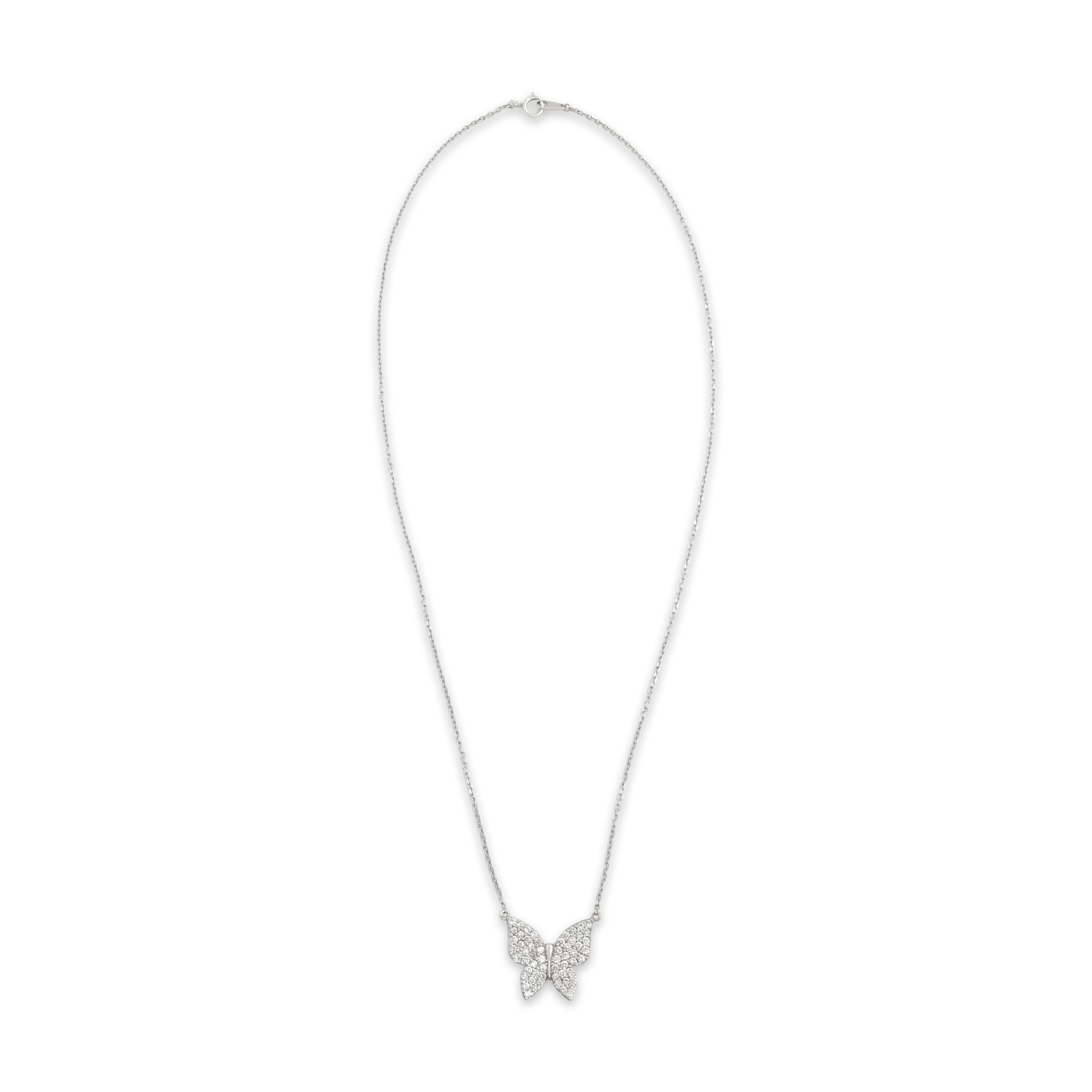 Estate 14k White Gold .68cttw Diamond Shimmering Butterfly Necklace - Overall view