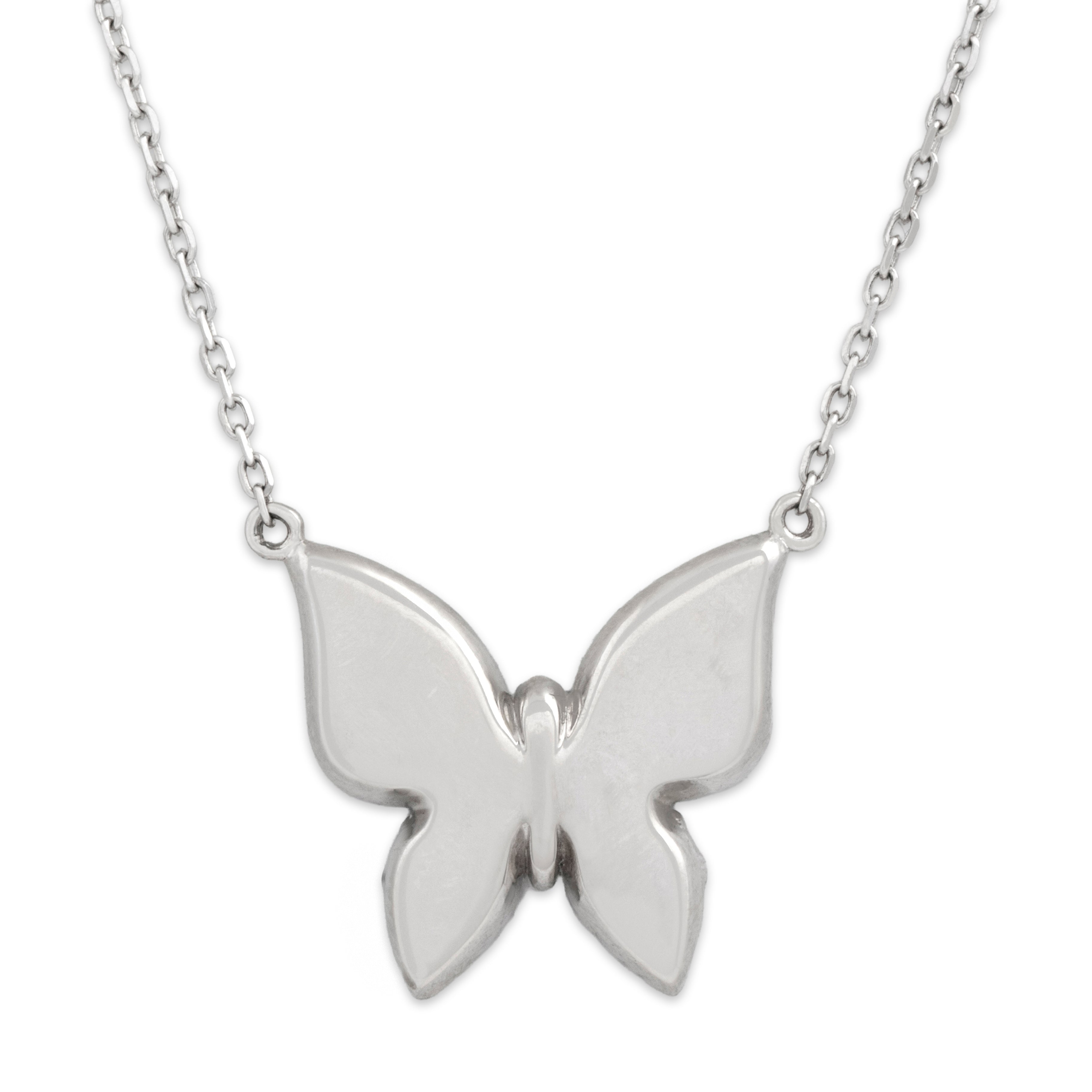 Estate 14k White Gold .68cttw Diamond Shimmering Butterfly Necklace - Back view