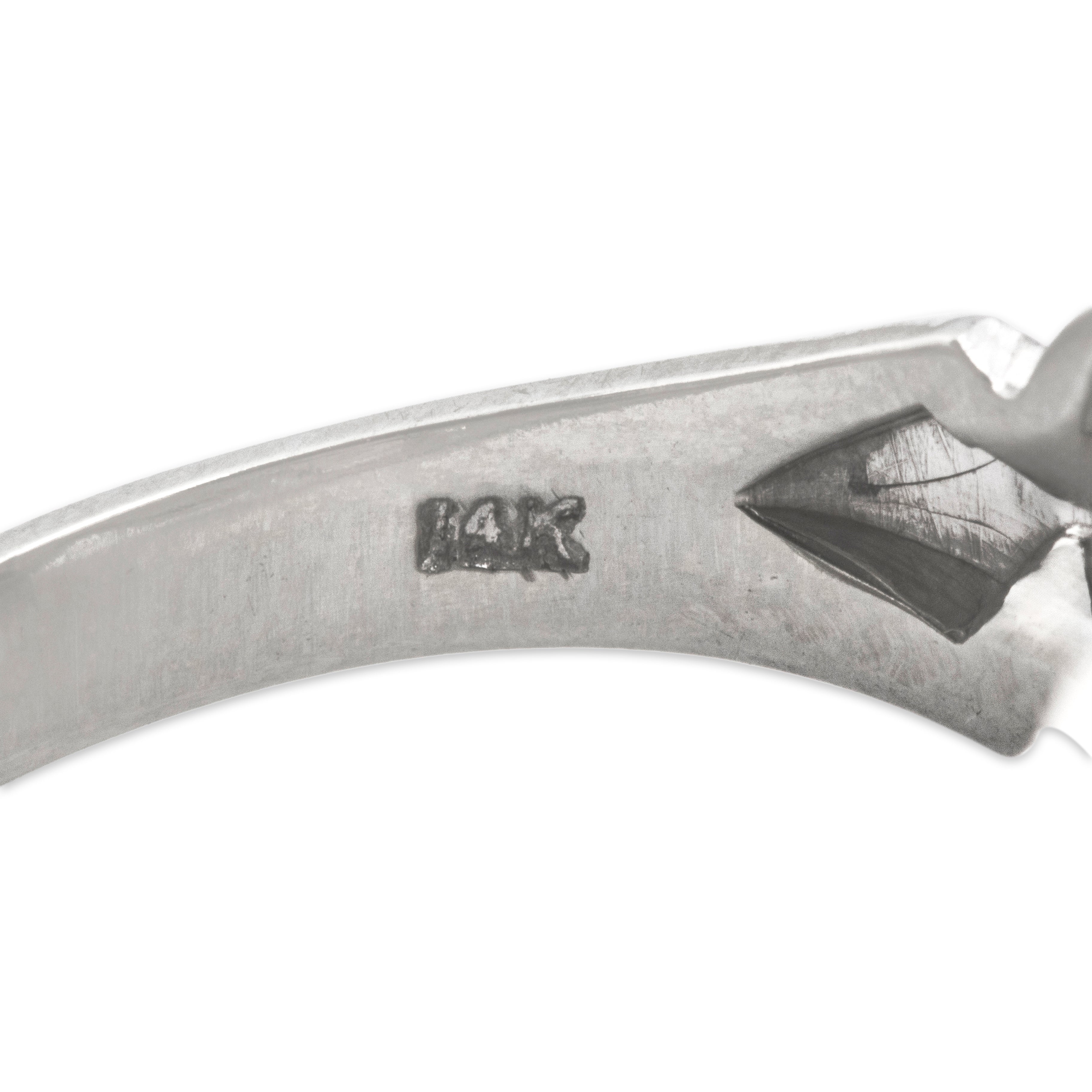 Vintage 14k White Gold Diamond Geometric Symmetry Ring - Hallmark view