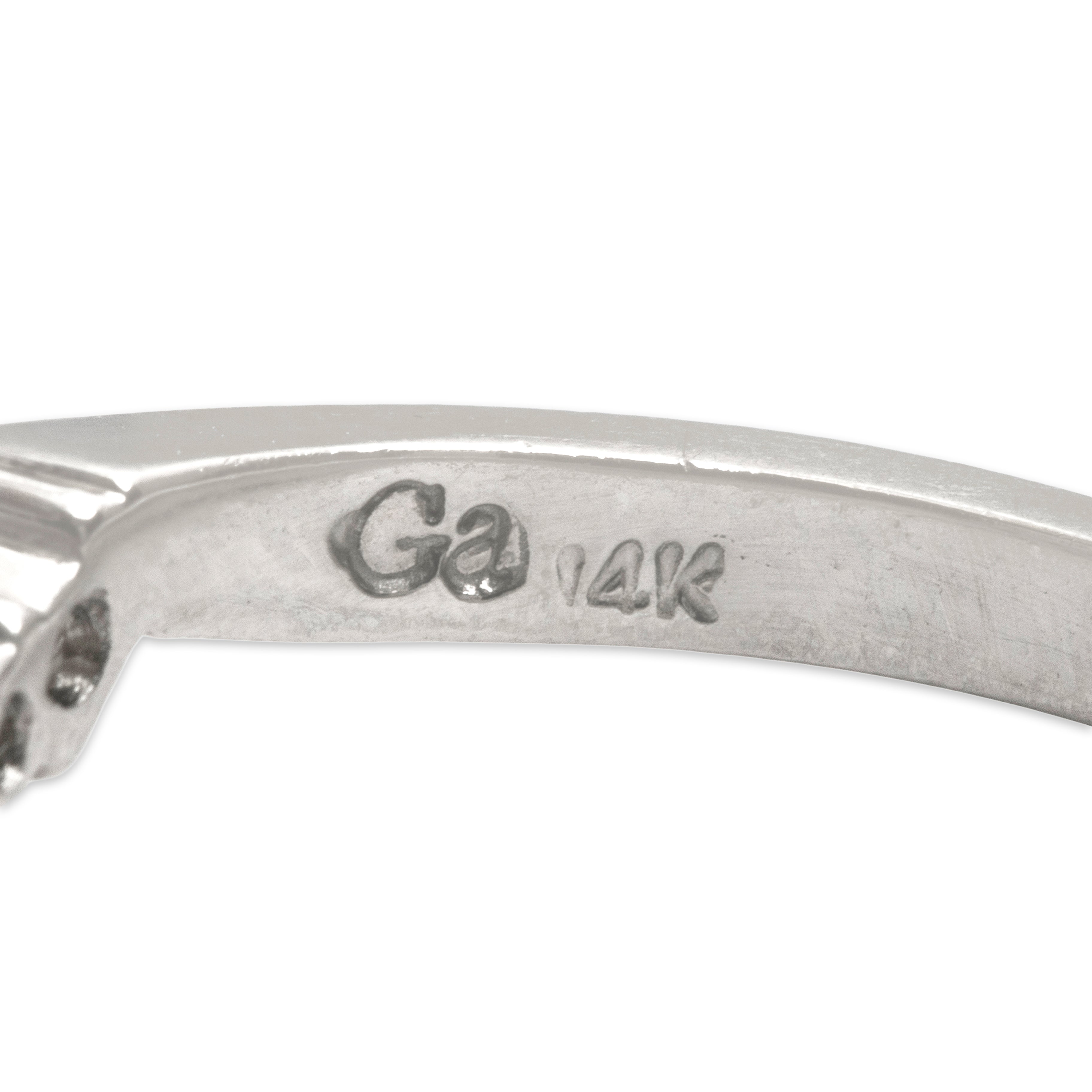 Vintage 14k White Gold Diamond Curved Wedding Band Ring - Hallmark view