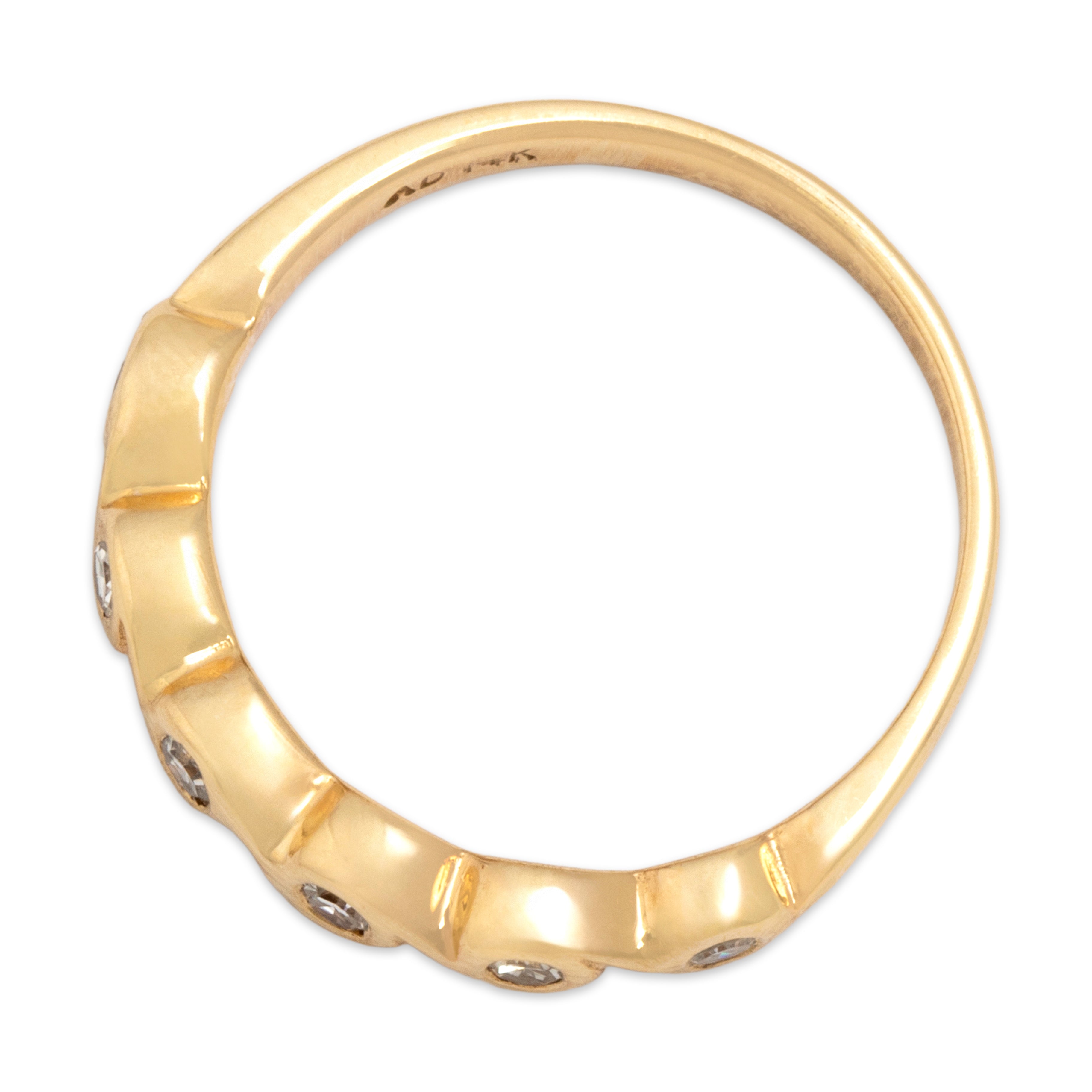 Vintage 14k Yellow Gold Diamond Fantastic Flowing Bubble Ring - detail view #1