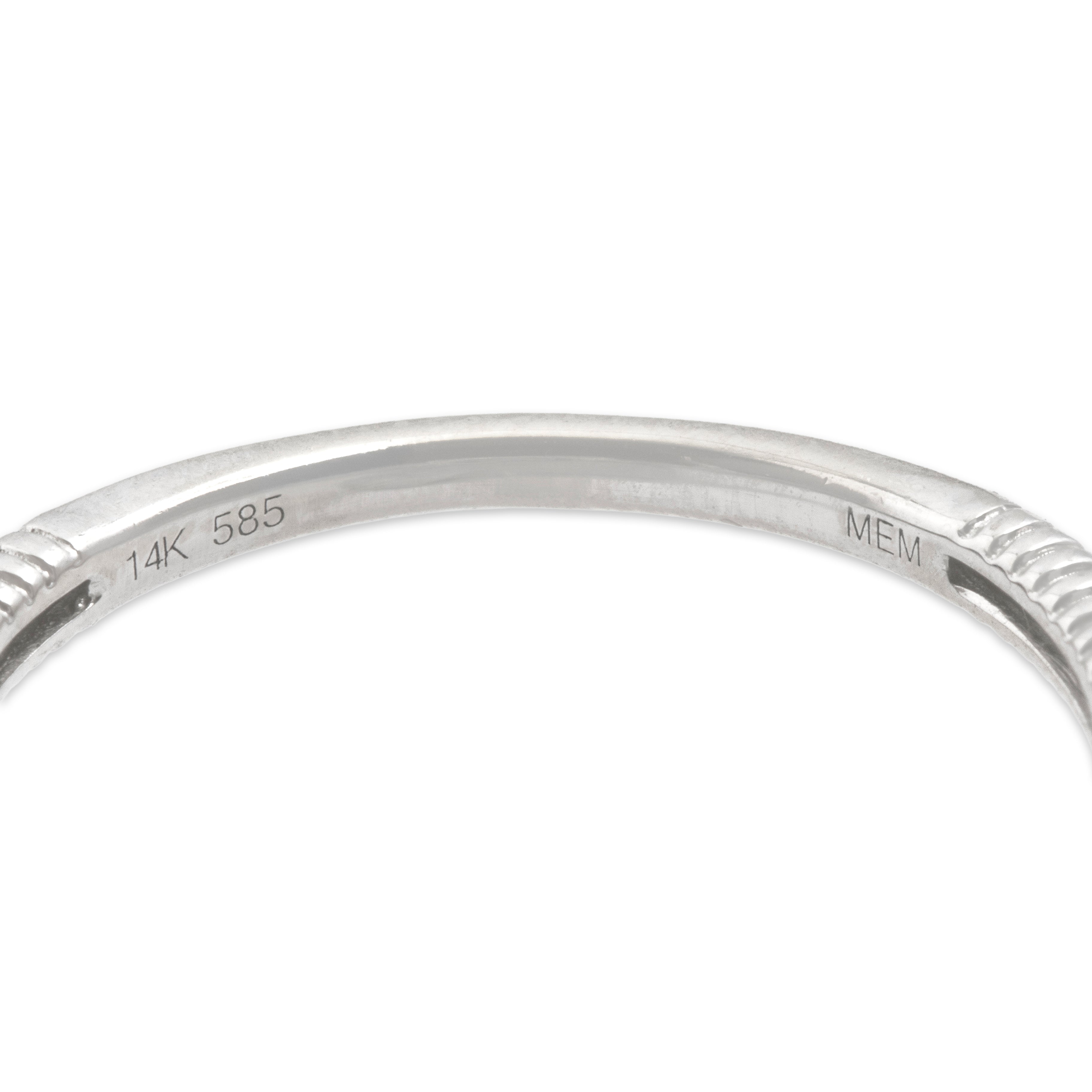 Estate 14k White Gold Blue Sapphire Diamond Lovely Ribbed Shoulder Flashing Flower Ring - Hallmark view