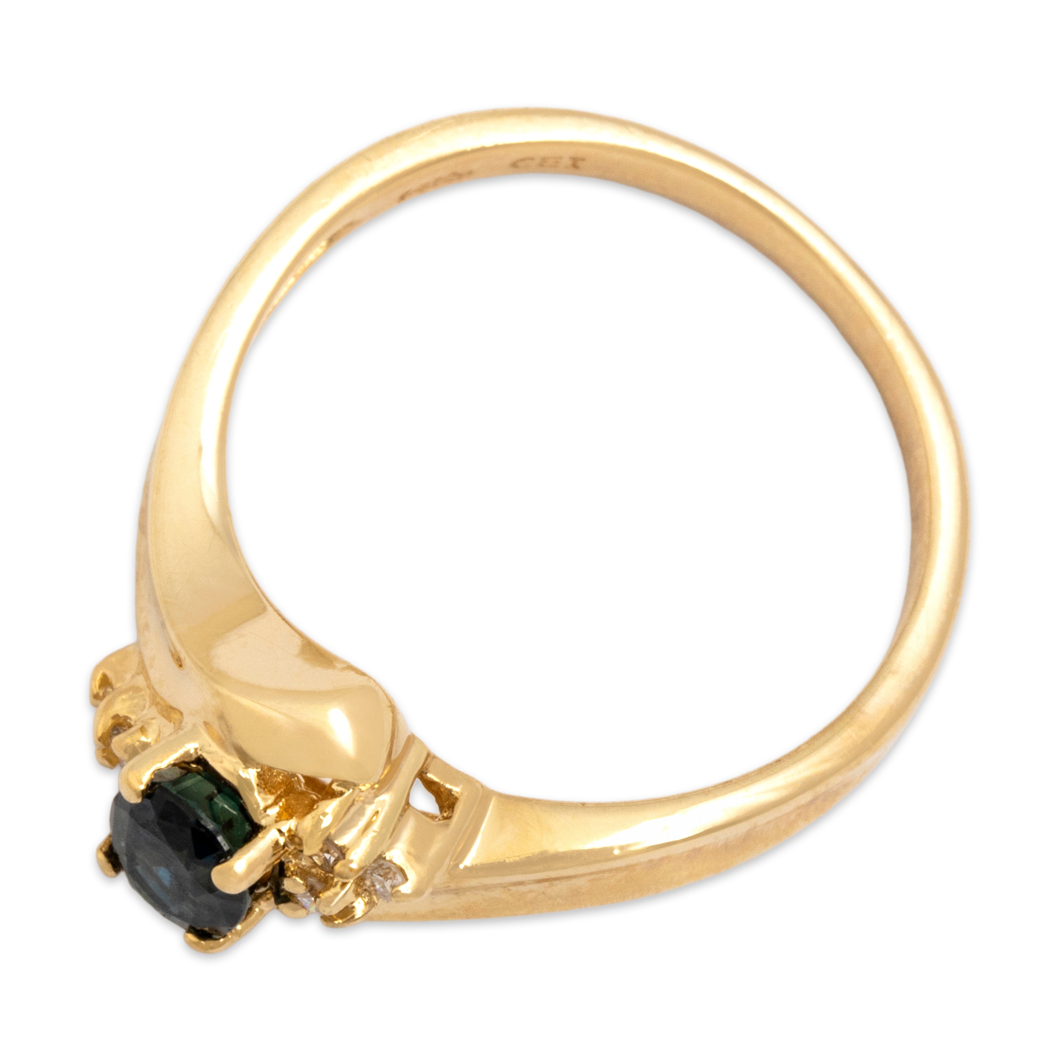 Vintage 14k Yellow Gold .59ct Blue Sapphire Diamond Stunning Dimensional Bypass Ring - Overall view