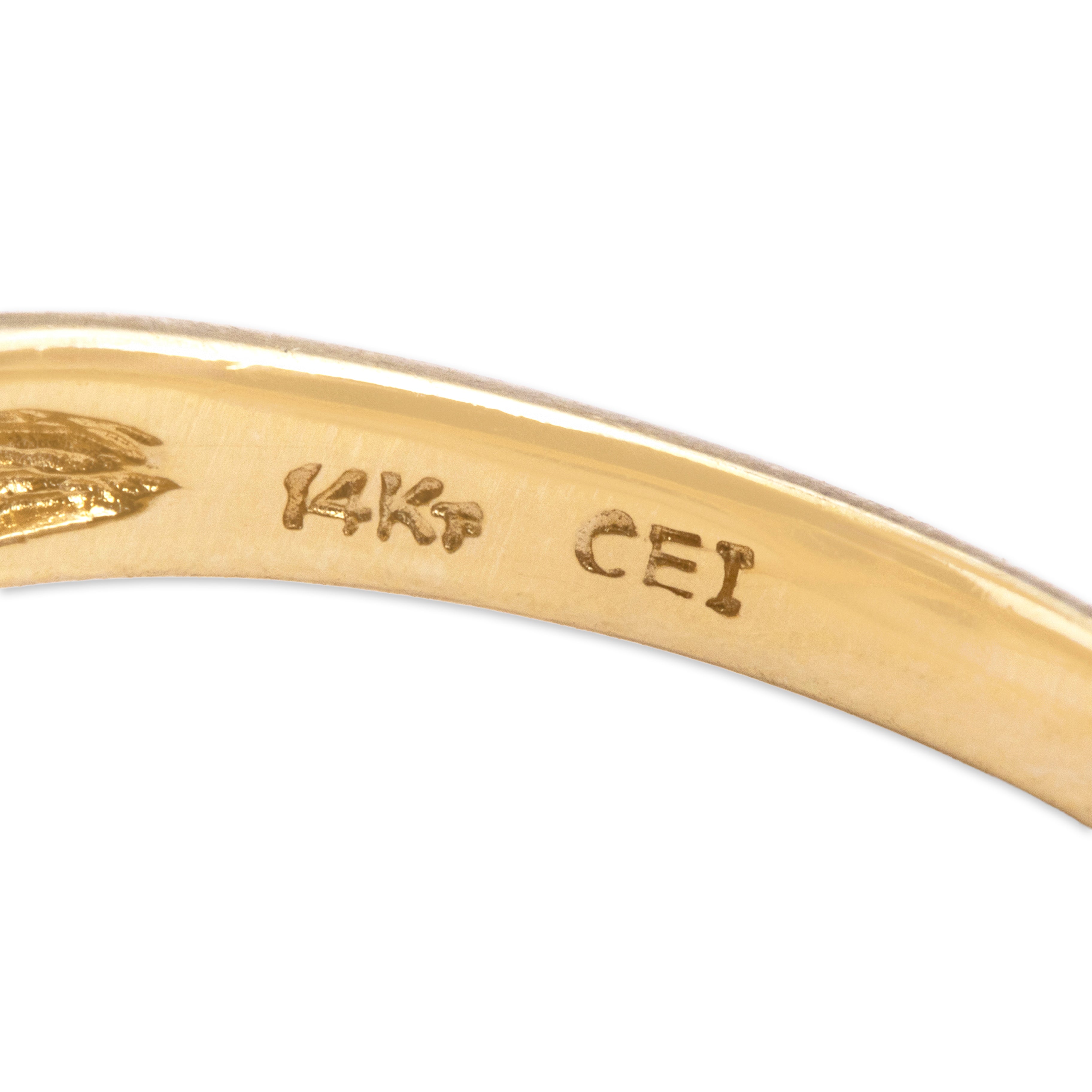 Vintage 14k Yellow Gold .59ct Blue Sapphire Diamond Stunning Dimensional Bypass Ring - Hallmark view