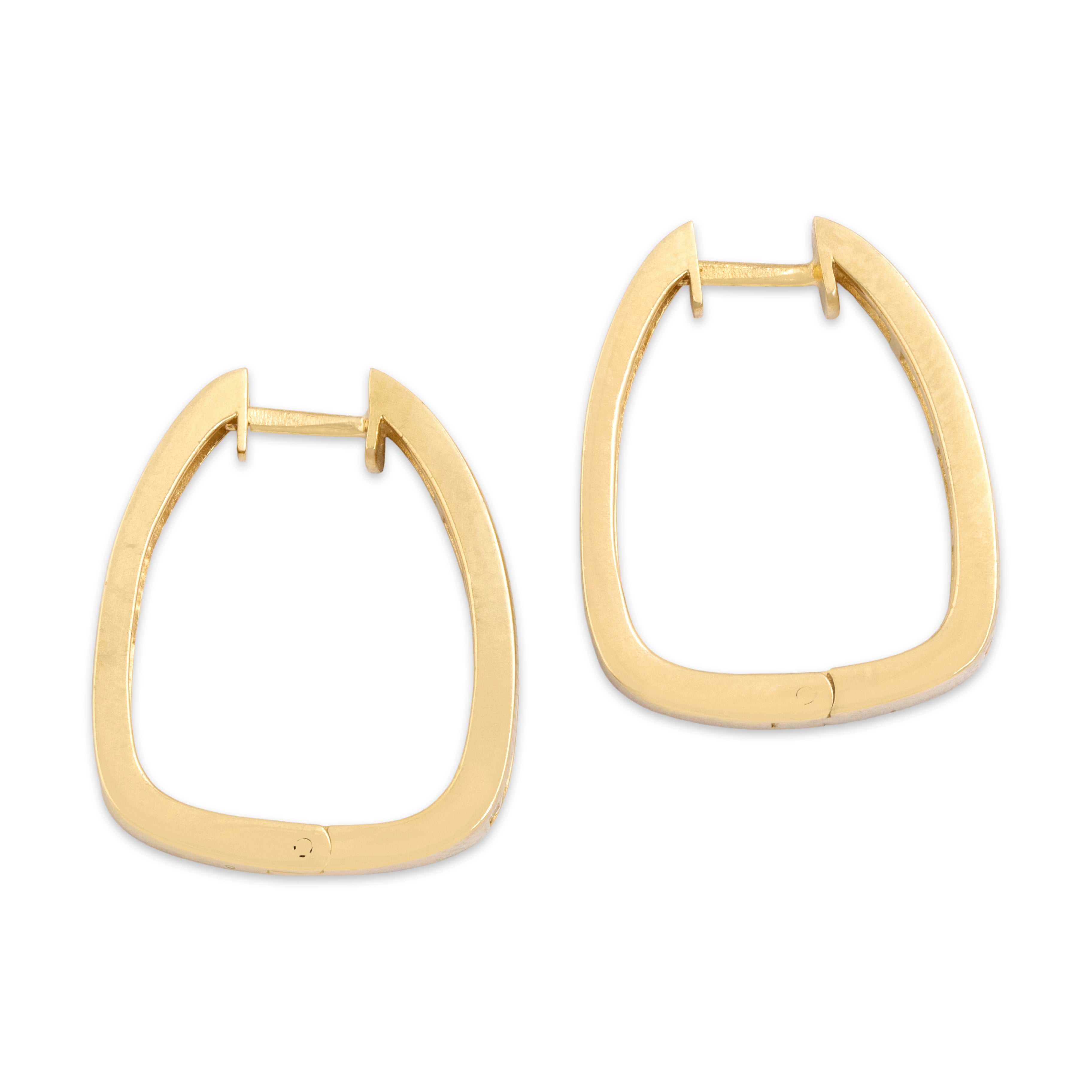 Vintage 14k Yellow Gold .85cttw Diamond Sparkling Channel Set Hoop Earrings- Side view