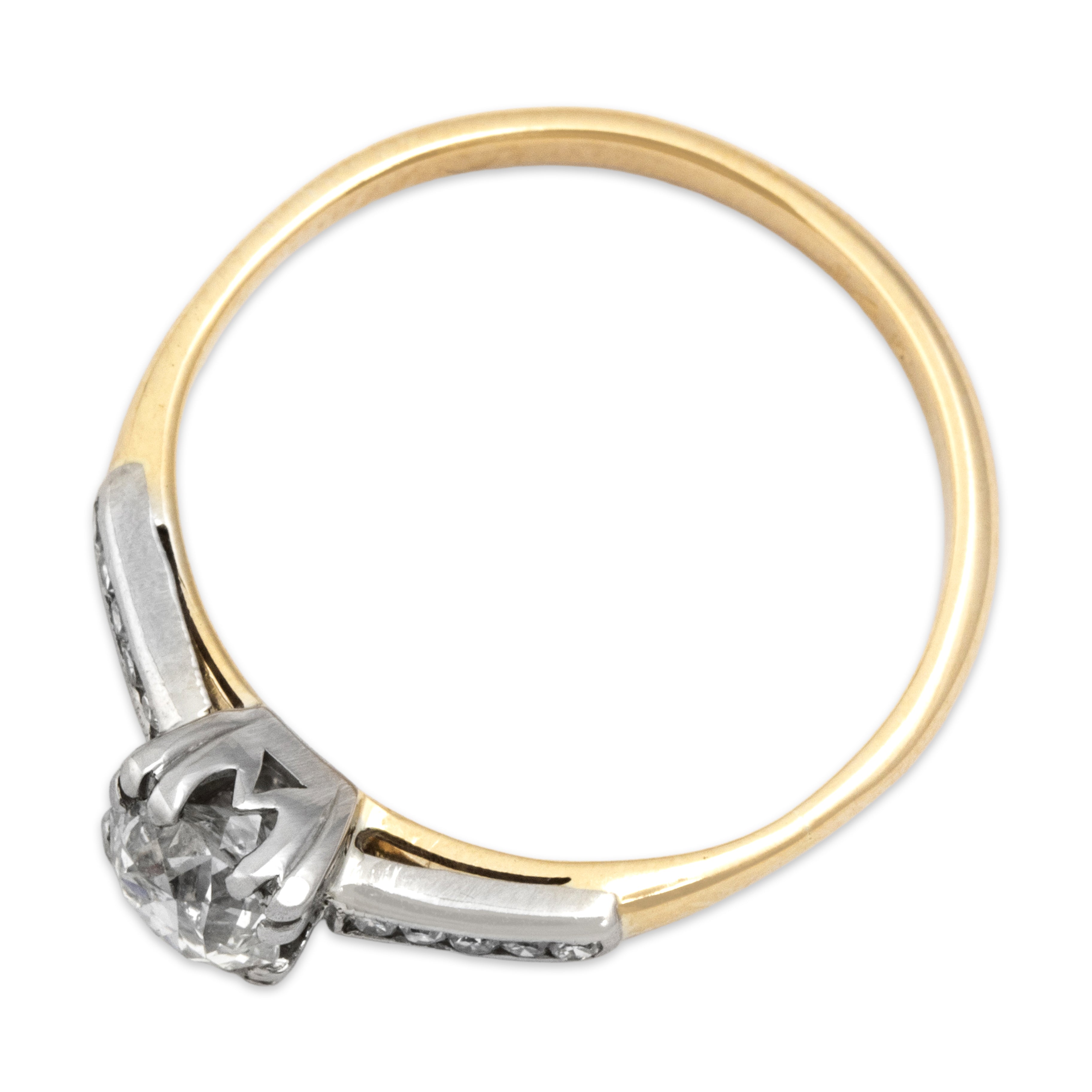 Vintage 14k Yellow & White Gold .54ct Old Mine Cut Diamond Diamond Classic Sparkling Square-Set Ring - Overall view