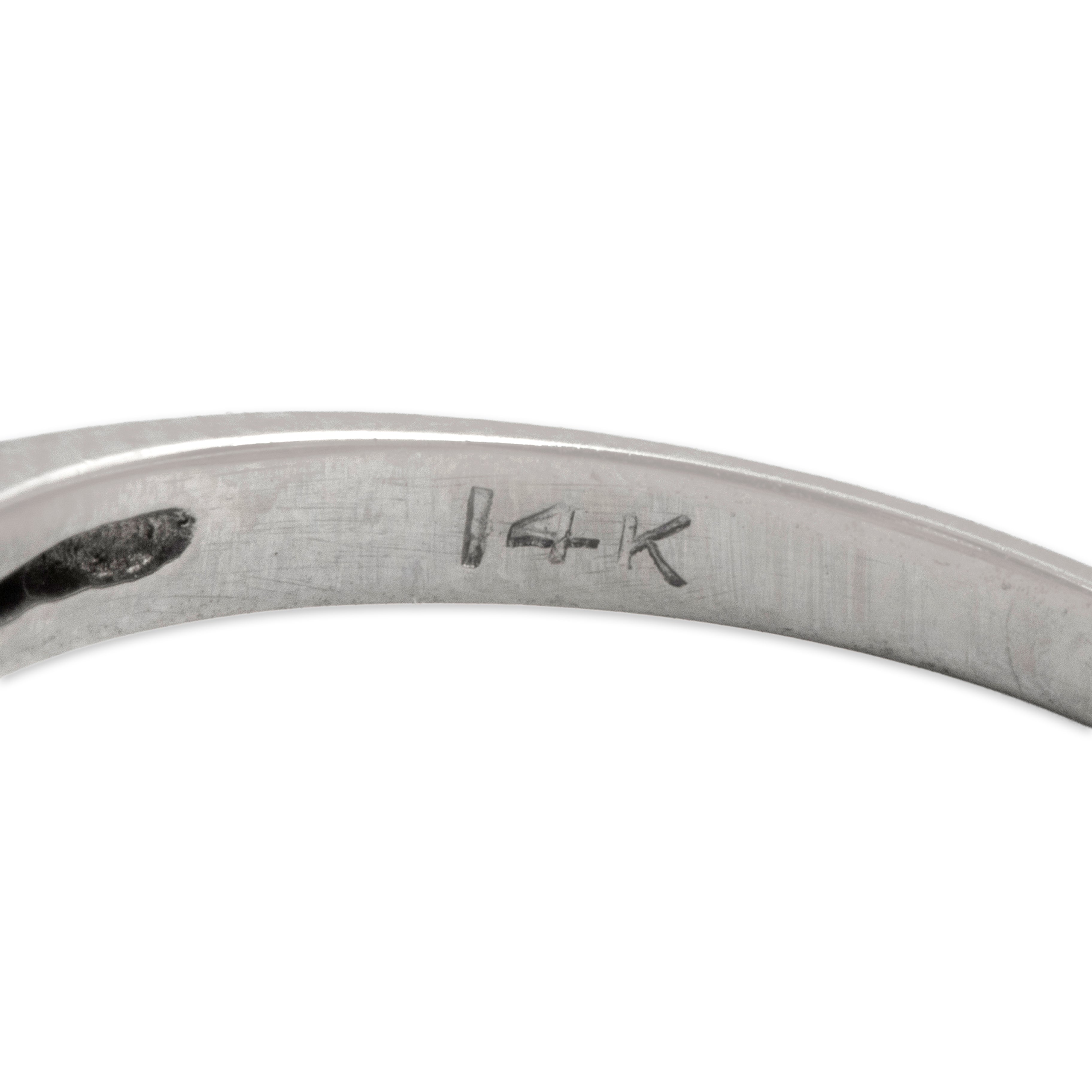 Antique 14k White Gold Old Mine Cut Diamond Stunning Solitaire Ring - Hallmark view