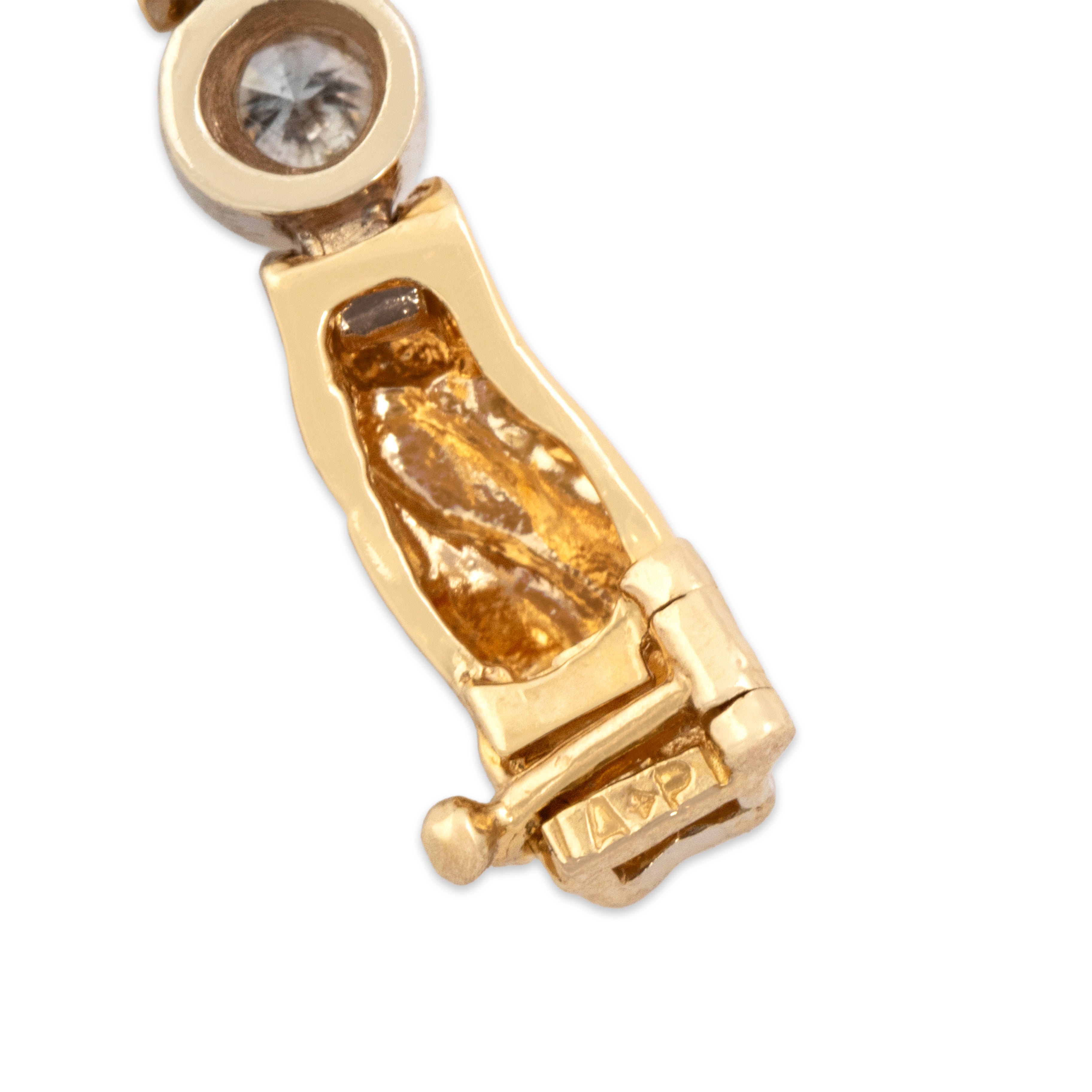 Vintage 14k Yellow & White Gold Diamond Bezel-Set Flowing Links Bracelet - Hallmark view