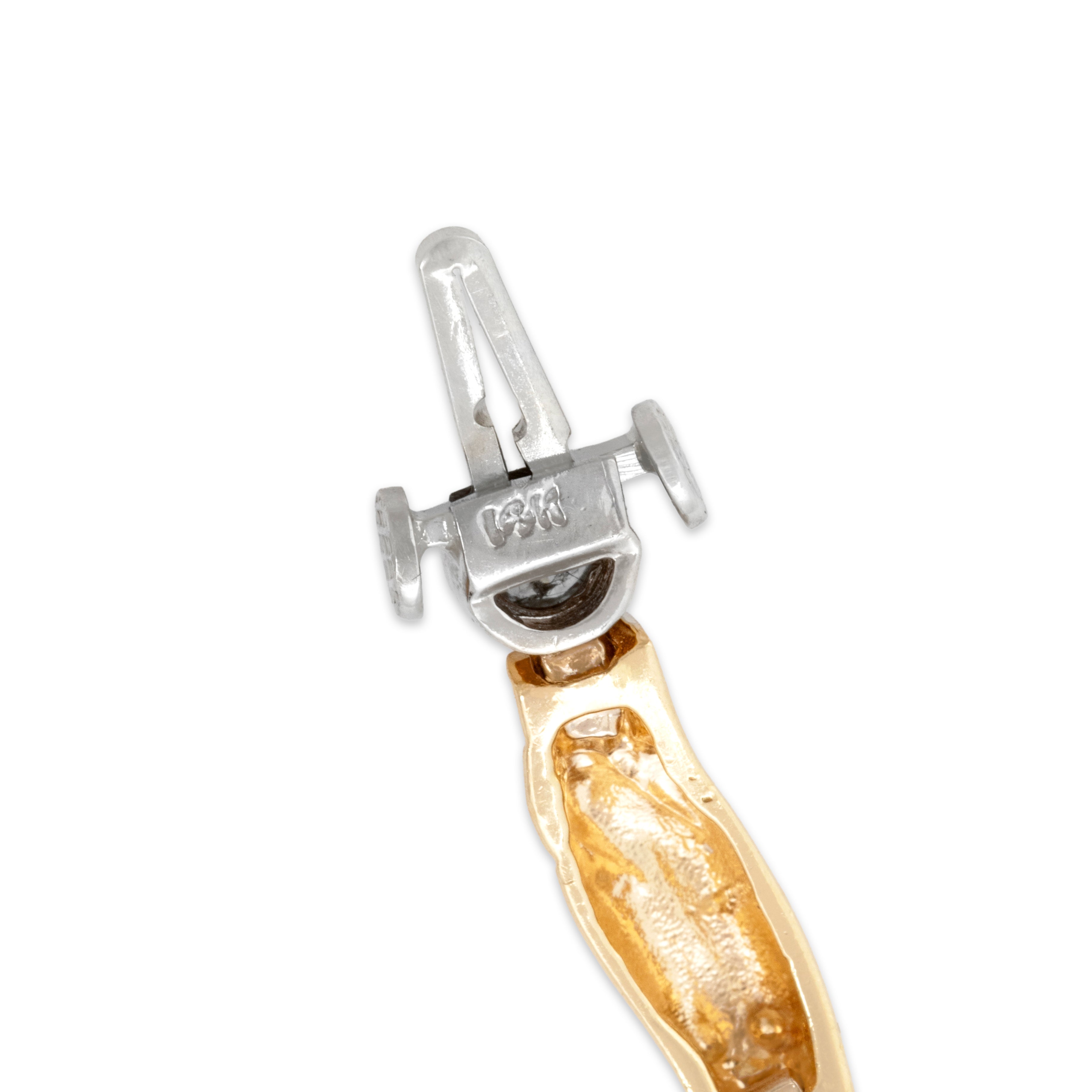 Vintage 14k Yellow & White Gold Diamond Bezel-Set Flowing Links Bracelet - Hallmark view