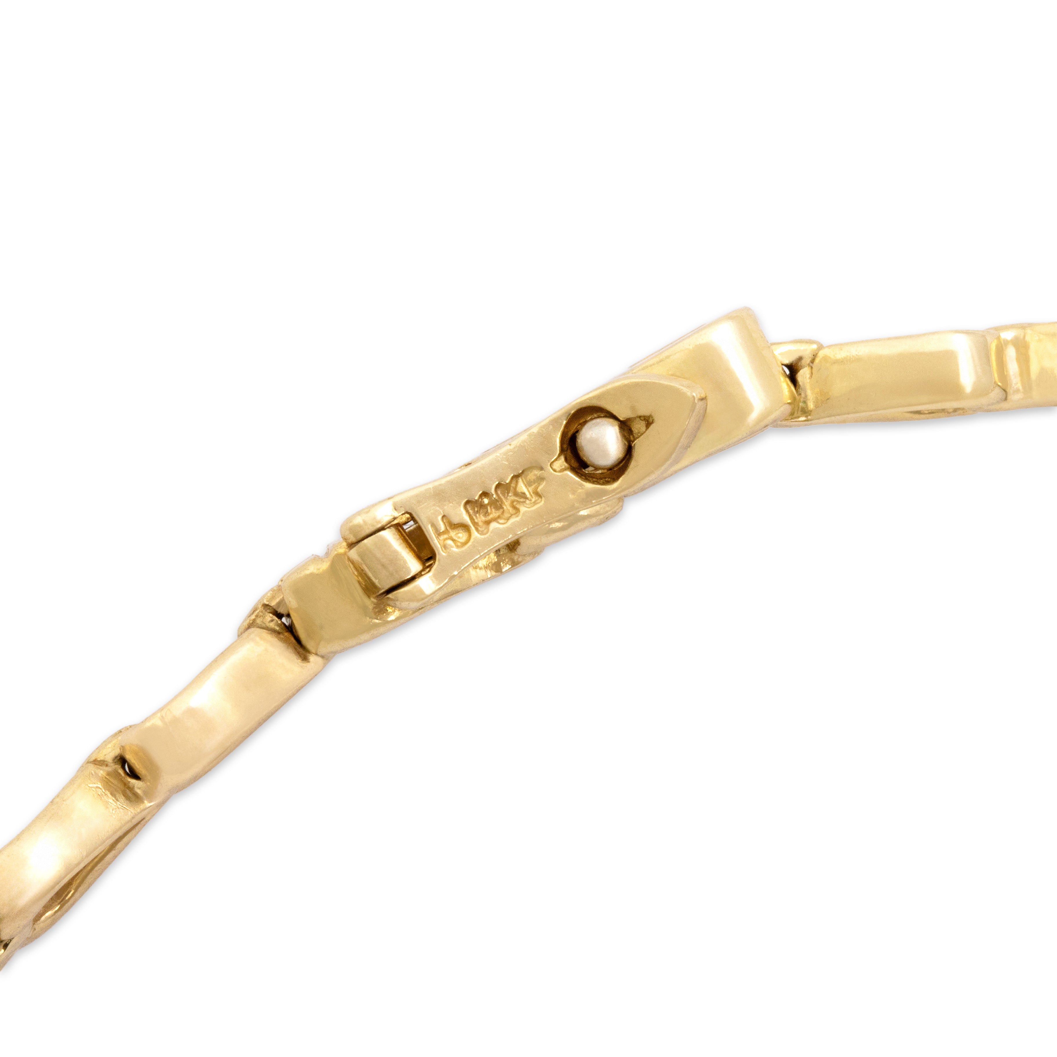 Vintage 14k Yellow Gold Blue Sapphire .52cttw Diamond Superb Alternating Line Arch Necklace - Hallmark view