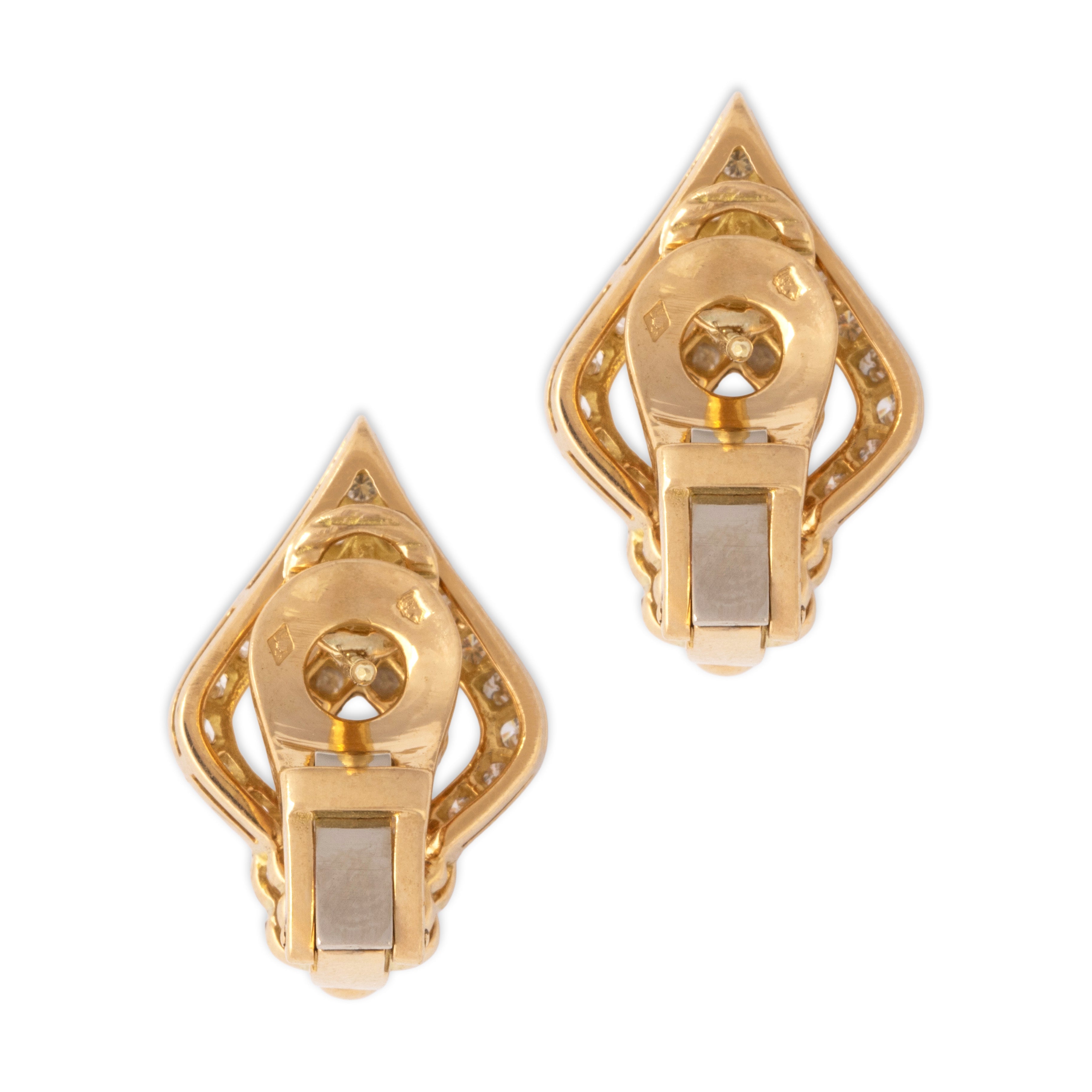 Vintage French 18k Yellow Gold .53cttw Ruby 1.17cttw Diamond  Statement Earrings