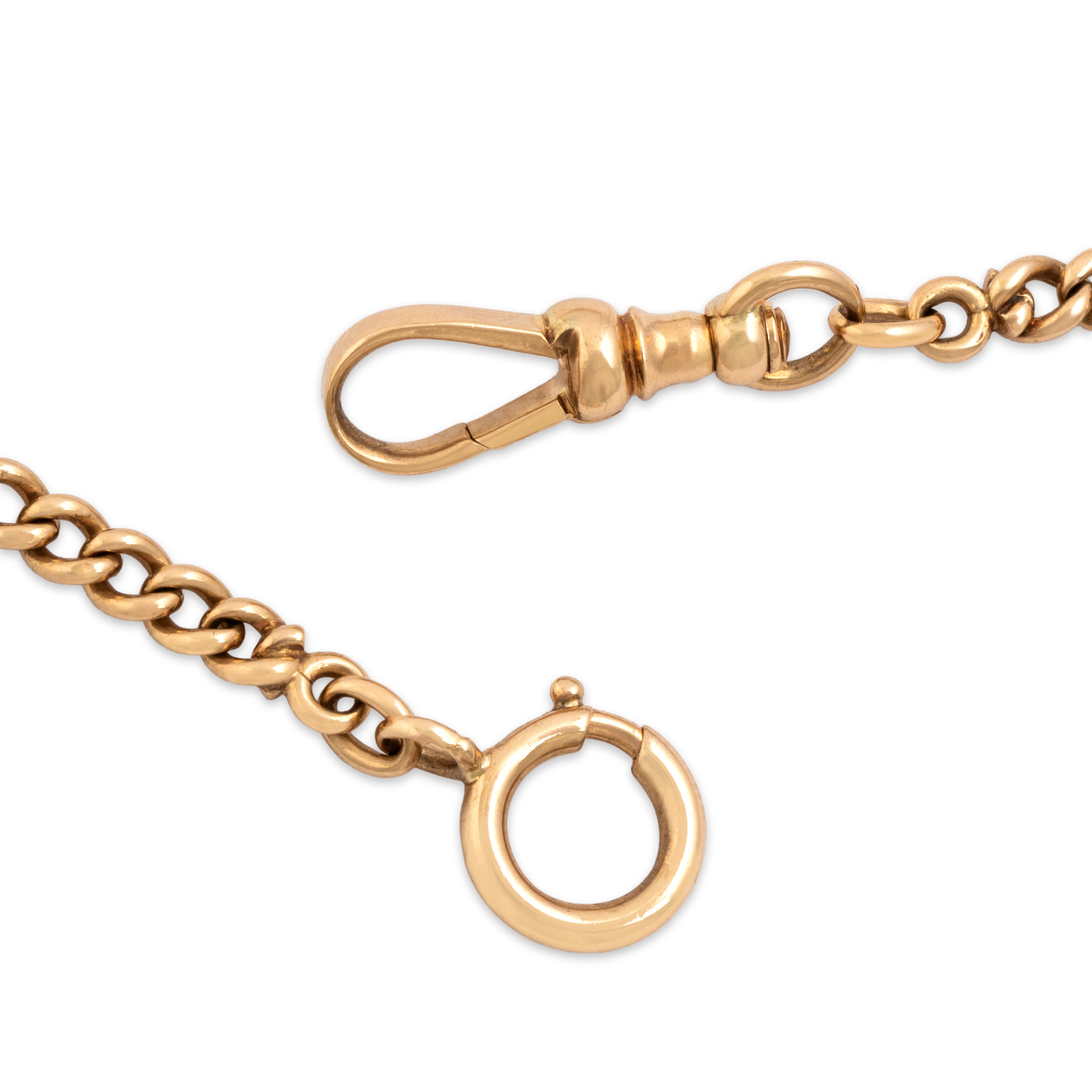 Antique Victorian 10k Rosy Yellow Gold & 14k Rosy Yellow Gold Incredible Curb Link Charm Clip Toggle Watch Chain Necklace - clasp view