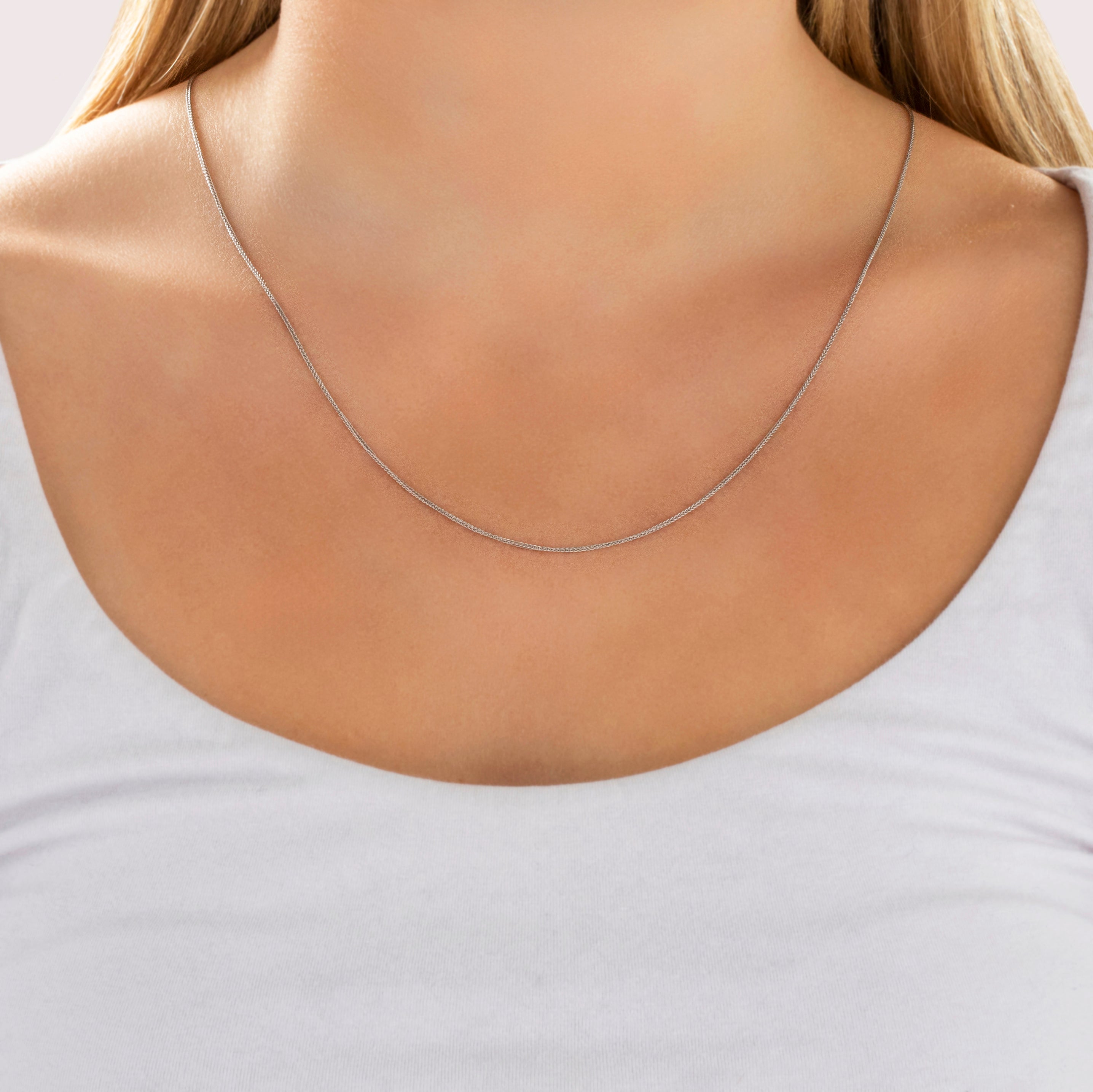 Vintage Platinum Simple Wheat Link Chain 24