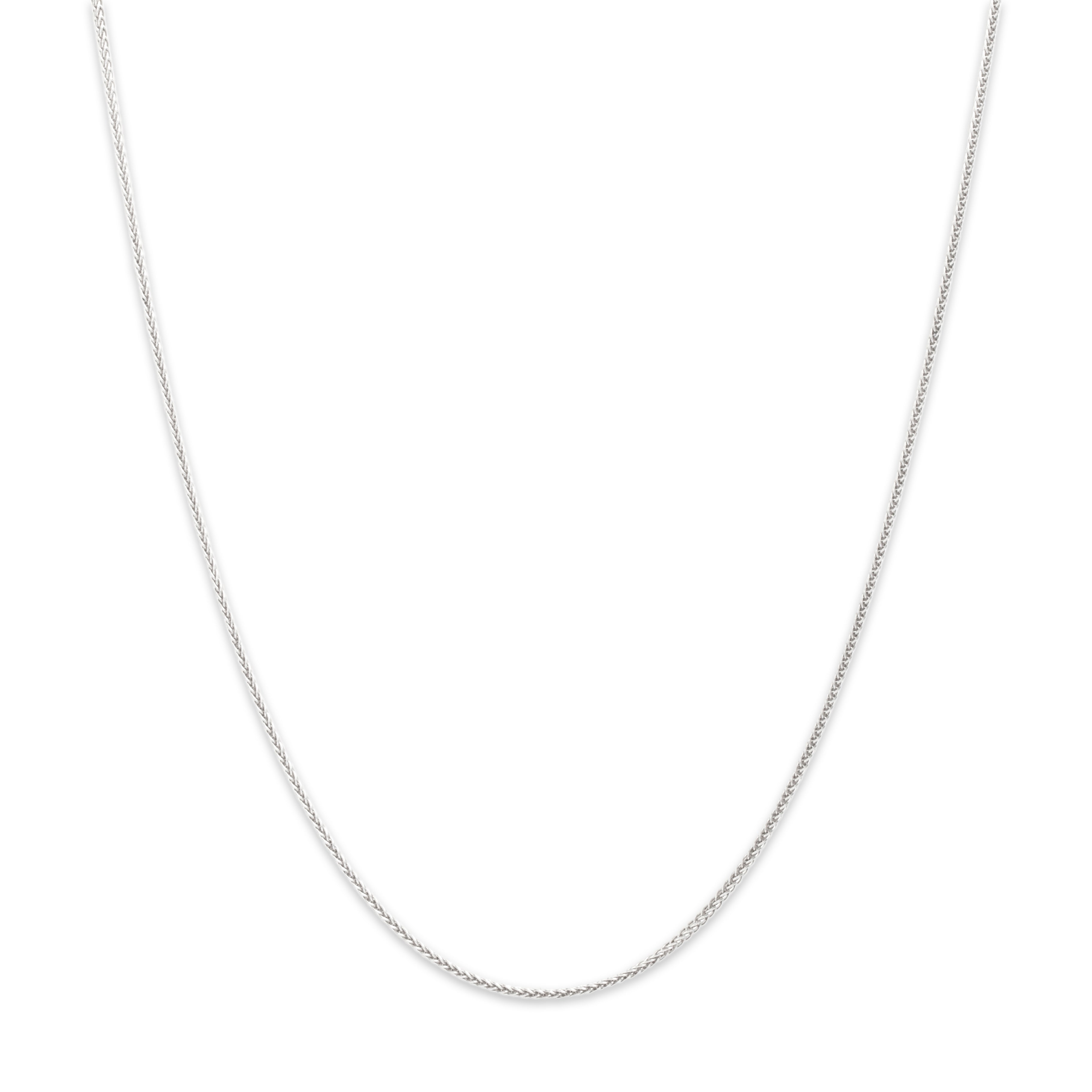 Vintage Platinum Simple Wheat Chain Link Necklace - Close-up view