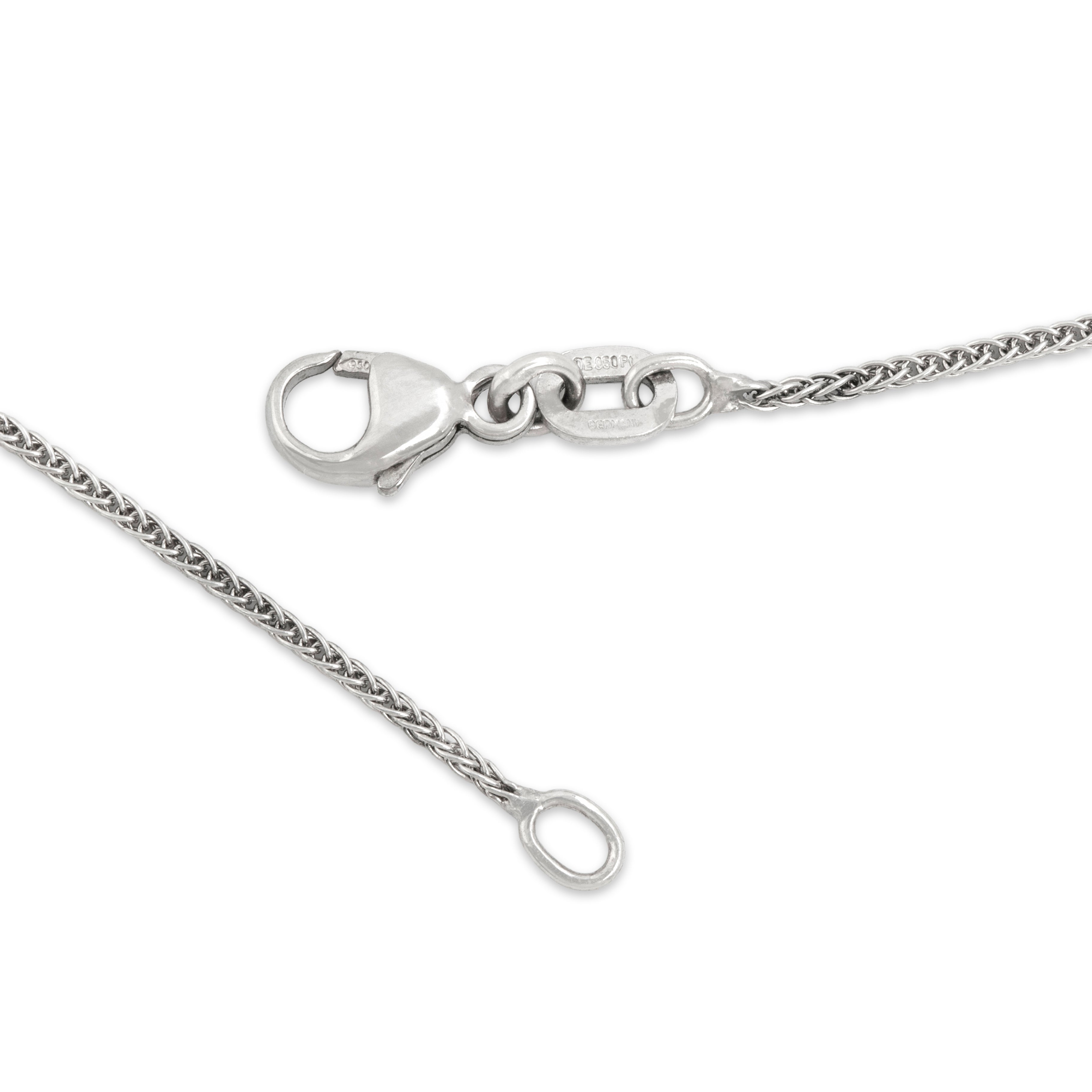 Vintage Platinum Simple Wheat Chain Link Necklace - clasp view