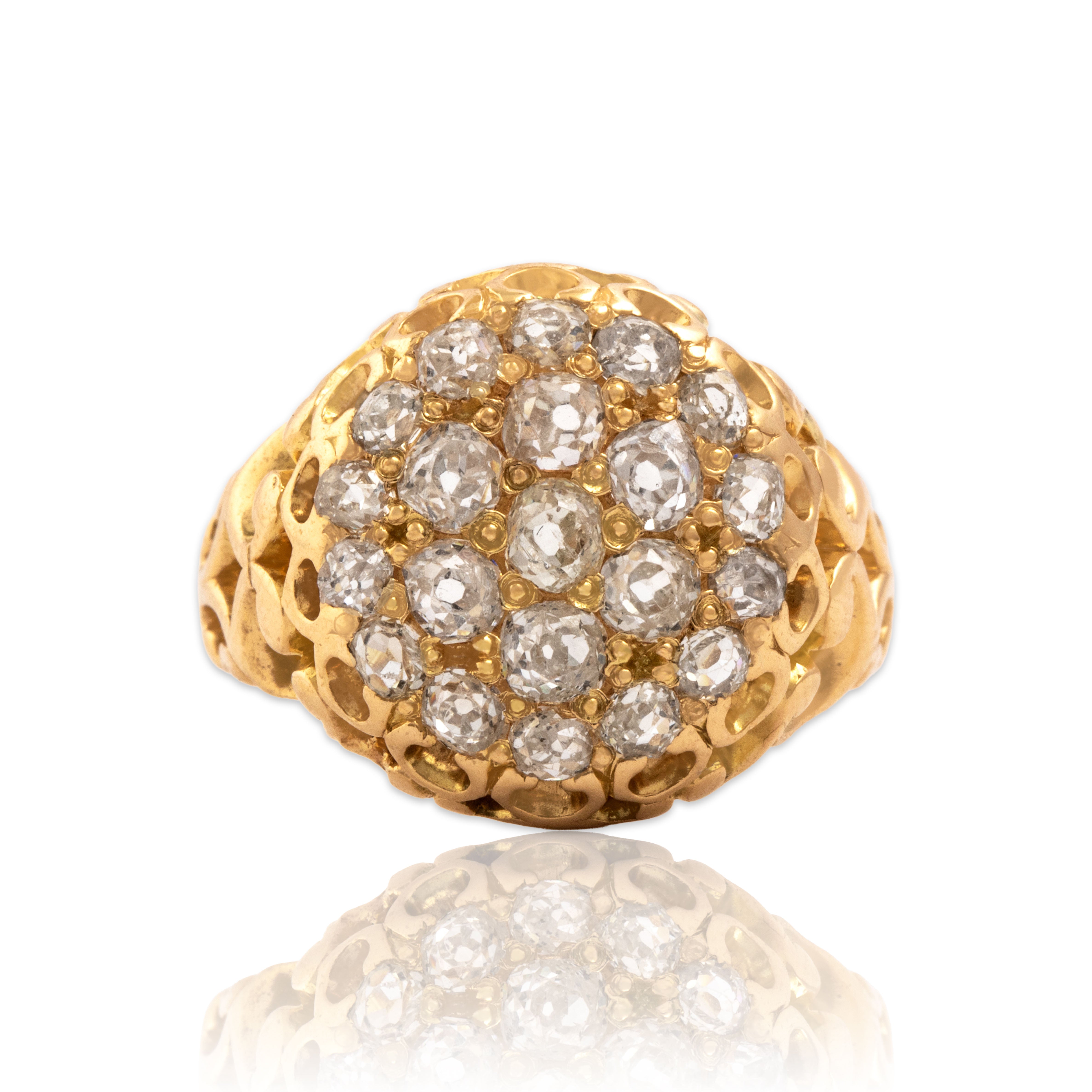Antique 18k Yellow Gold 1.26cttw Old Mine Cut Diamond Spectacular Disc Ring 5.75