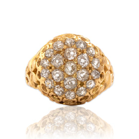 Antique 18k Yellow Gold 1.26cttw Old Mine Cut Diamond Spectacular Disc Ring 5.75