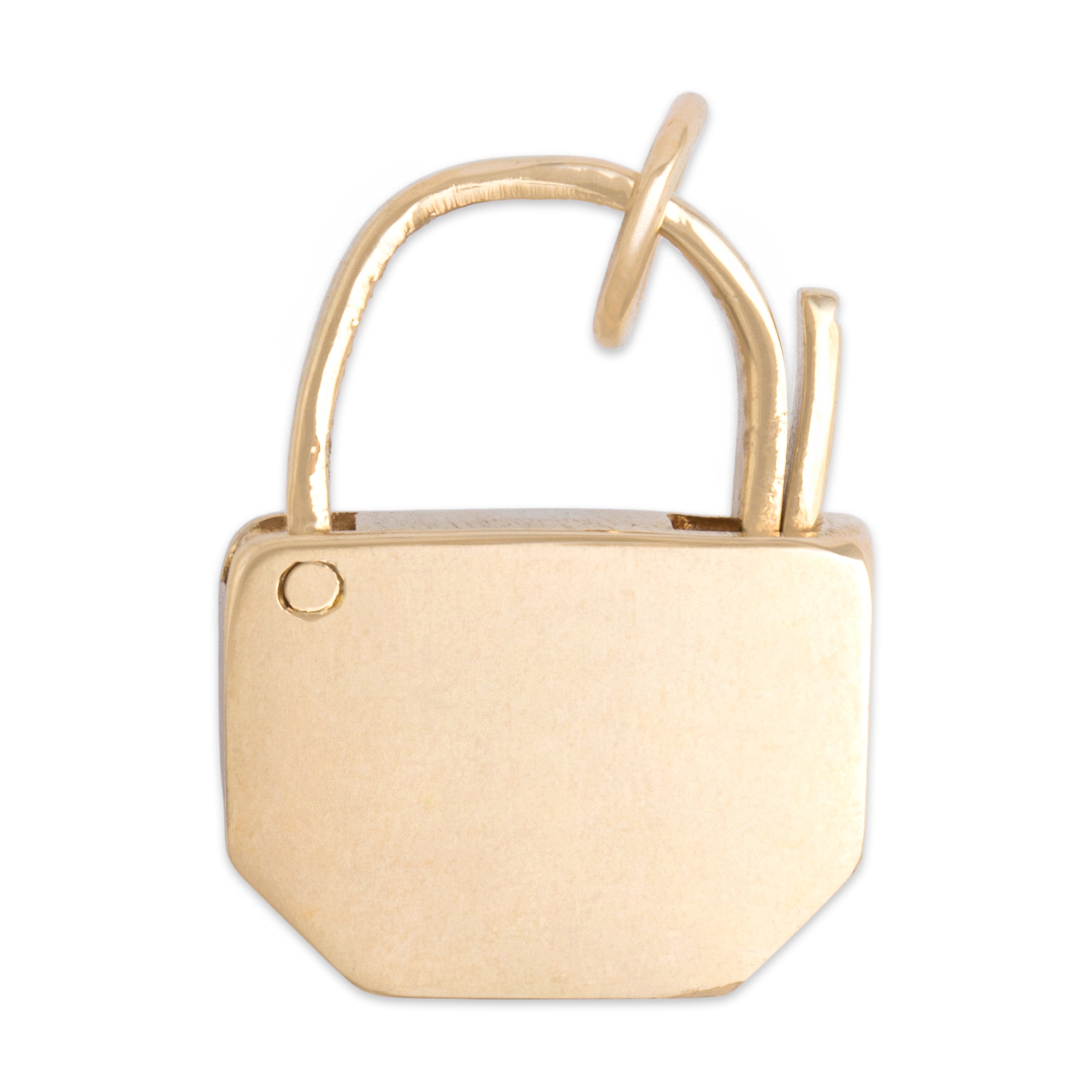 Antique Victorian 9k Yellow Gold Diamond Pearl Adorable Floriform Padlock Charm / Pendant - Back view