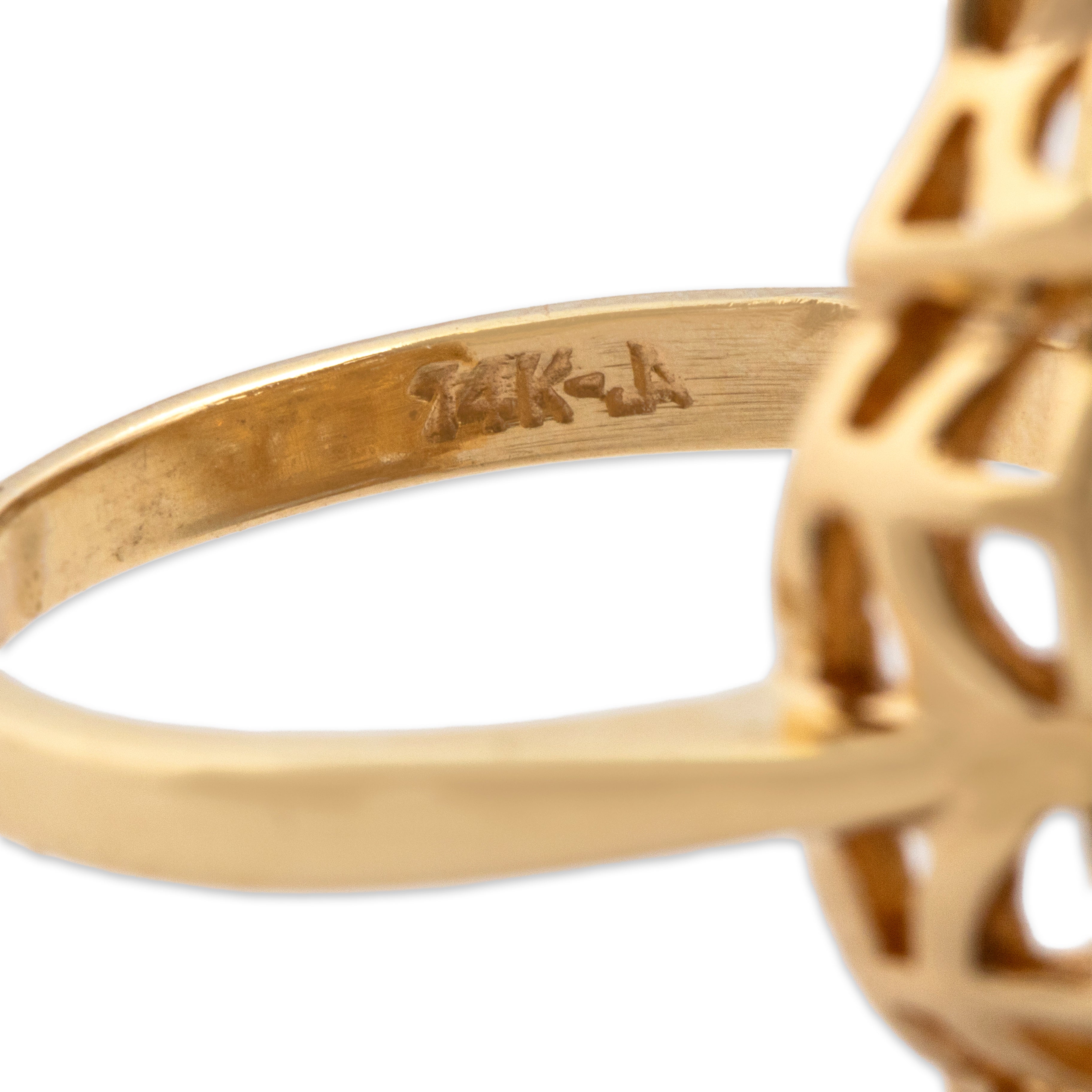 Vintage 14k Yellow Gold .6cttw Diamond Cluster Ring With Enamel Outline - Hallmark view