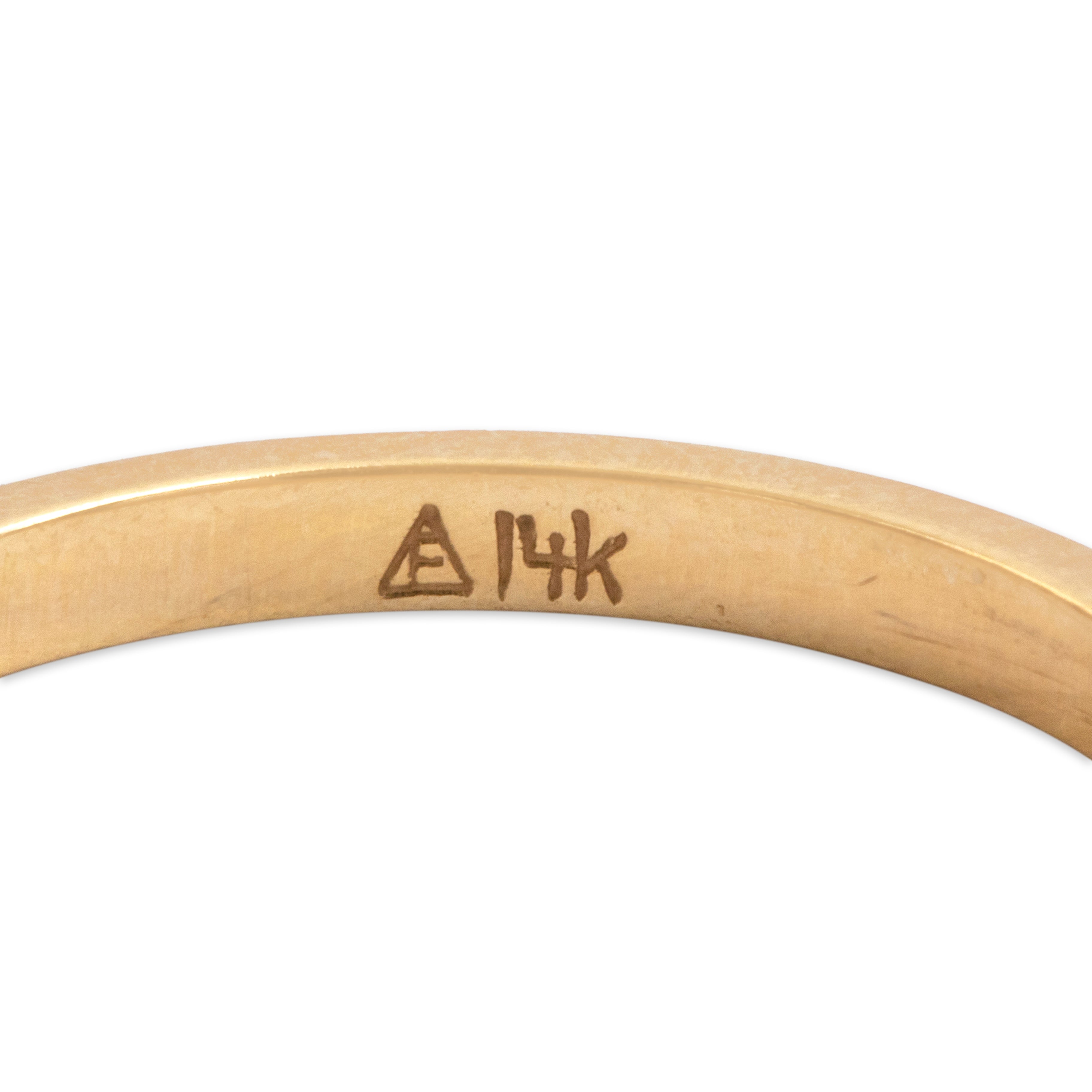 Vintage 14k Yellow Gold Linear Enamel Band Ring - Hallmark view